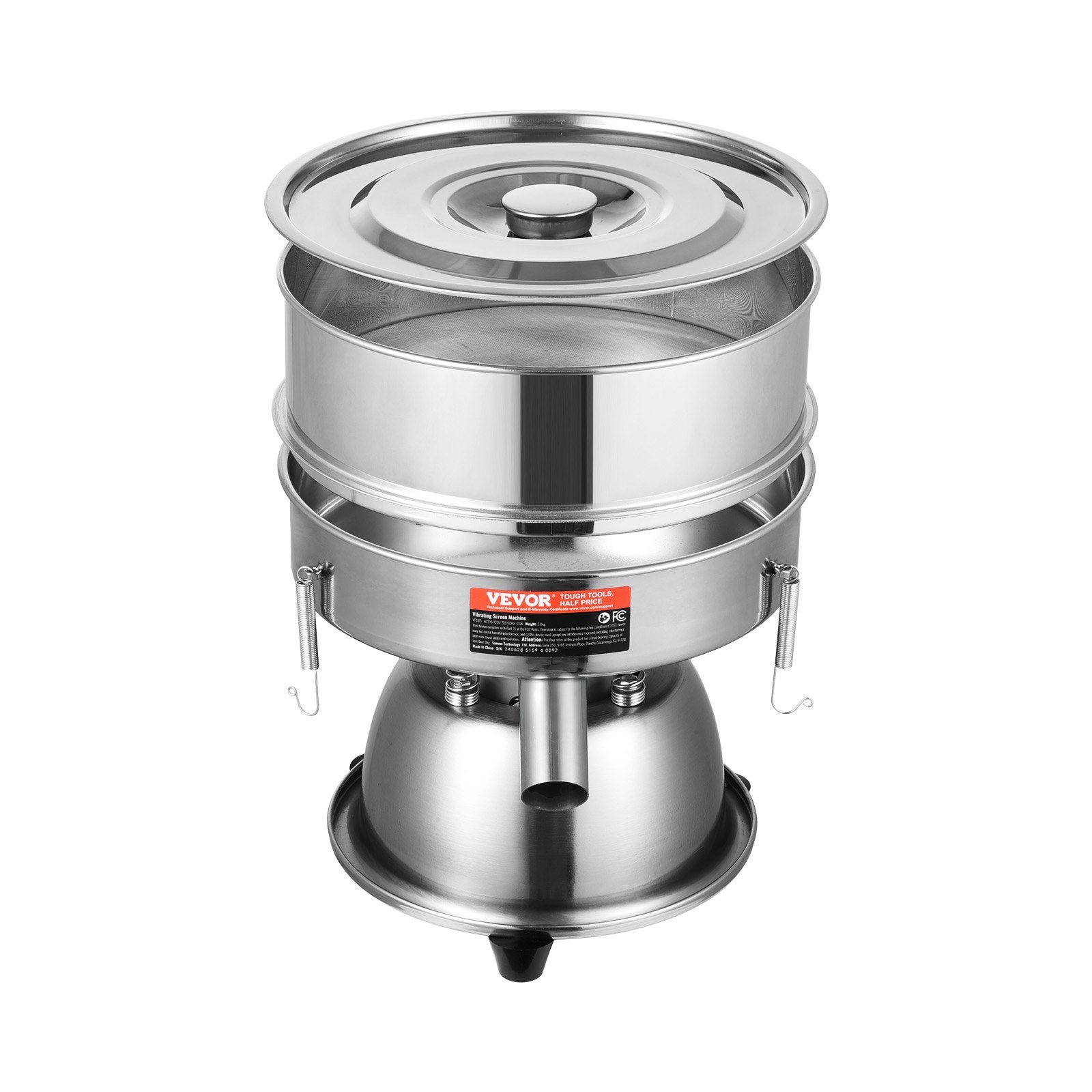VEVOR Automatic Electric Vibrating Sieve, Stainless Steel Sifter Shaker Machine with 10+60 Mesh, 45W Automatic Powder Sifter Machine Countertop, Electric Sieve Shaker for Flour Powers, Mungbean, Rice 10