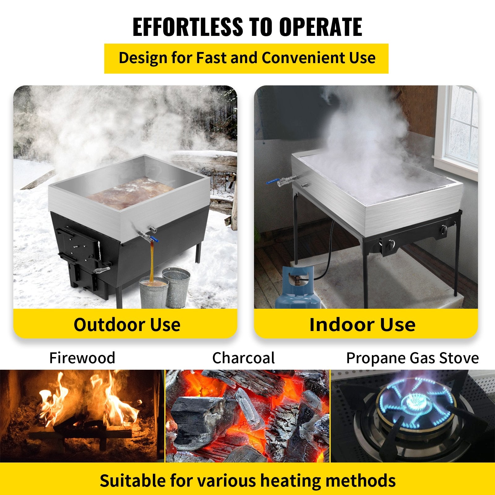 VEVOR Maple Syrup Evaporator Pan 76x41x24 cm Stainless Steel Maple Syrup Boiling Pan with Valve for Boiling Maple Syrup 6