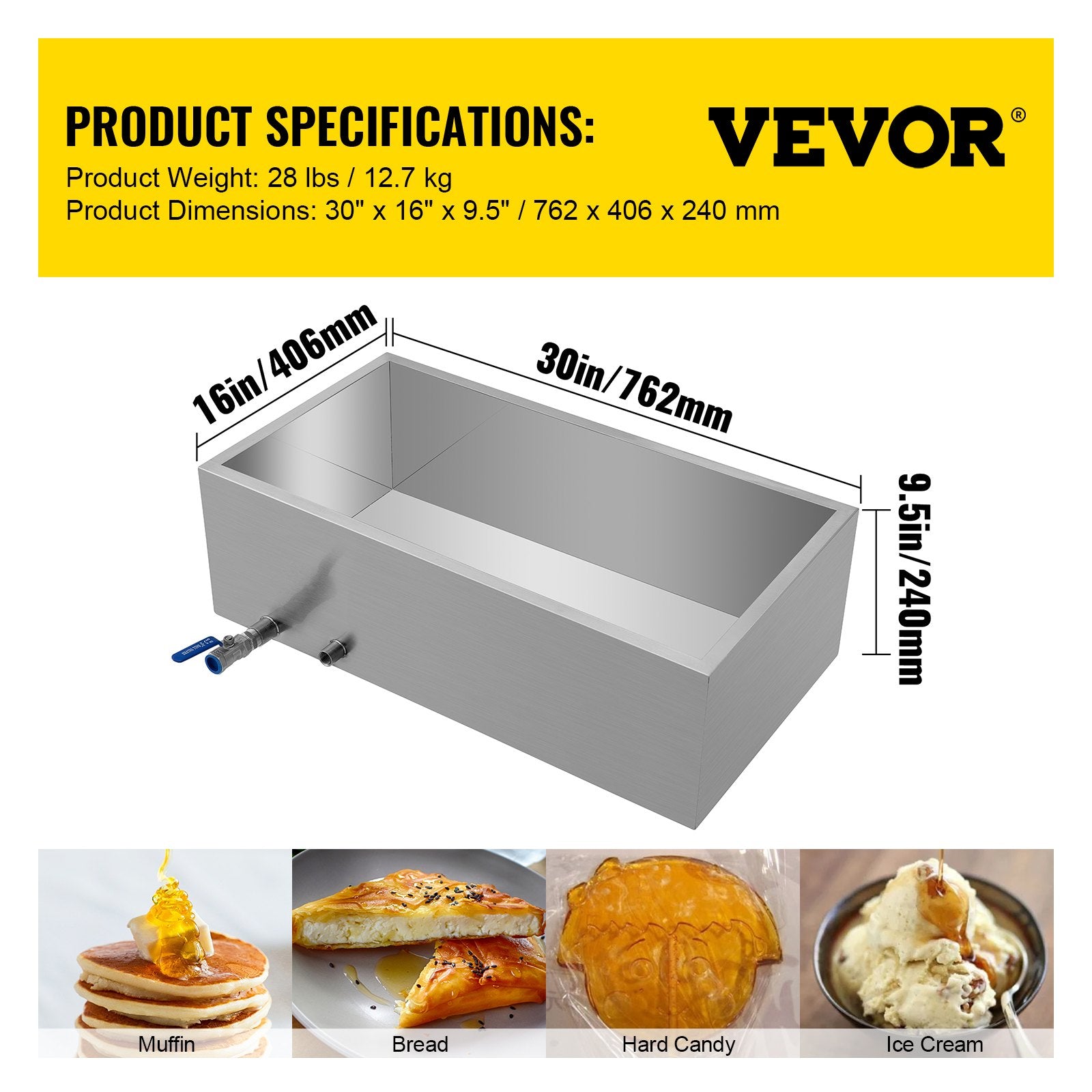 VEVOR Maple Syrup Evaporator Pan 76x41x24 cm Stainless Steel Maple Syrup Boiling Pan with Valve for Boiling Maple Syrup 7
