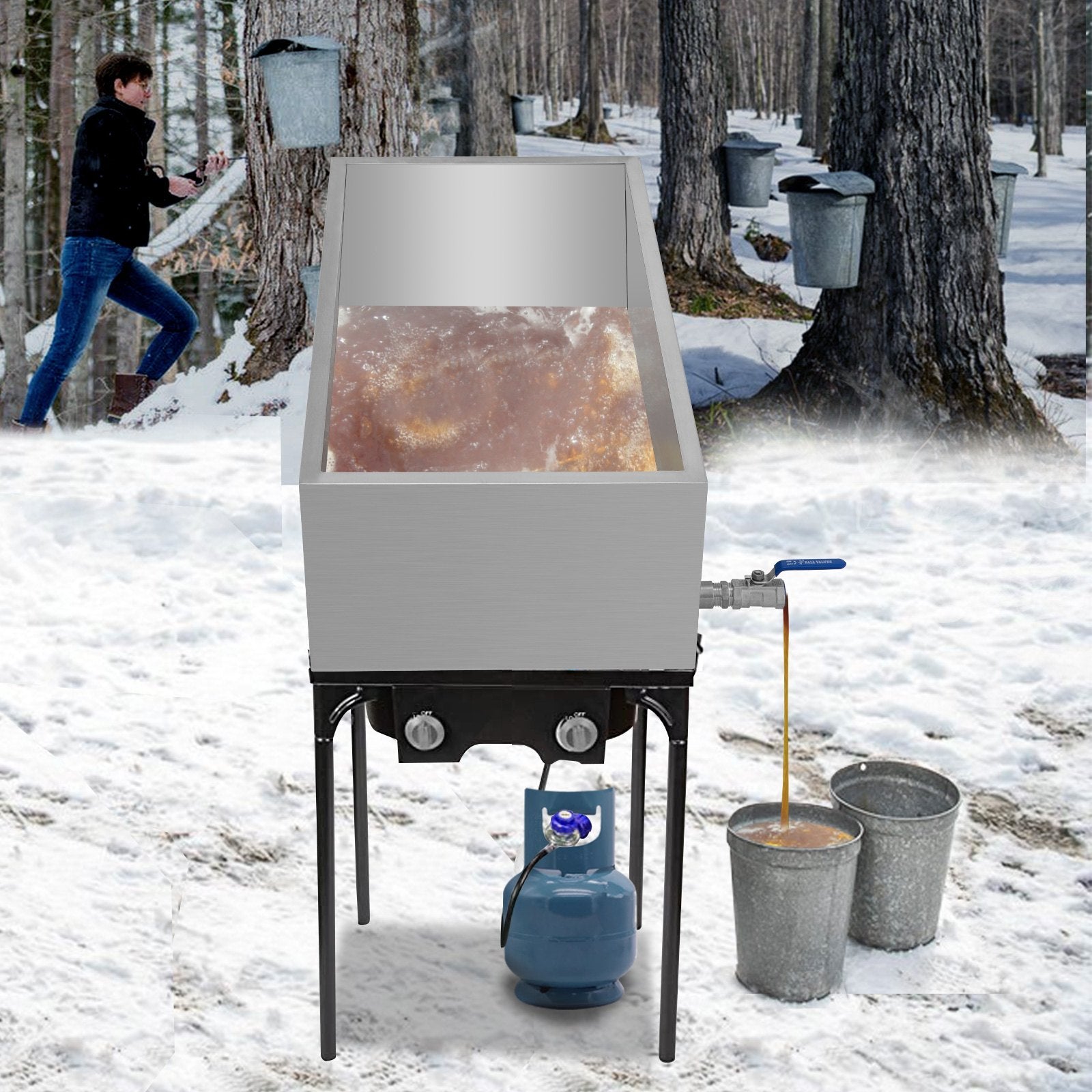 VEVOR Maple Syrup Evaporator Pan 76x41x24 cm Stainless Steel Maple Syrup Boiling Pan with Valve for Boiling Maple Syrup 8