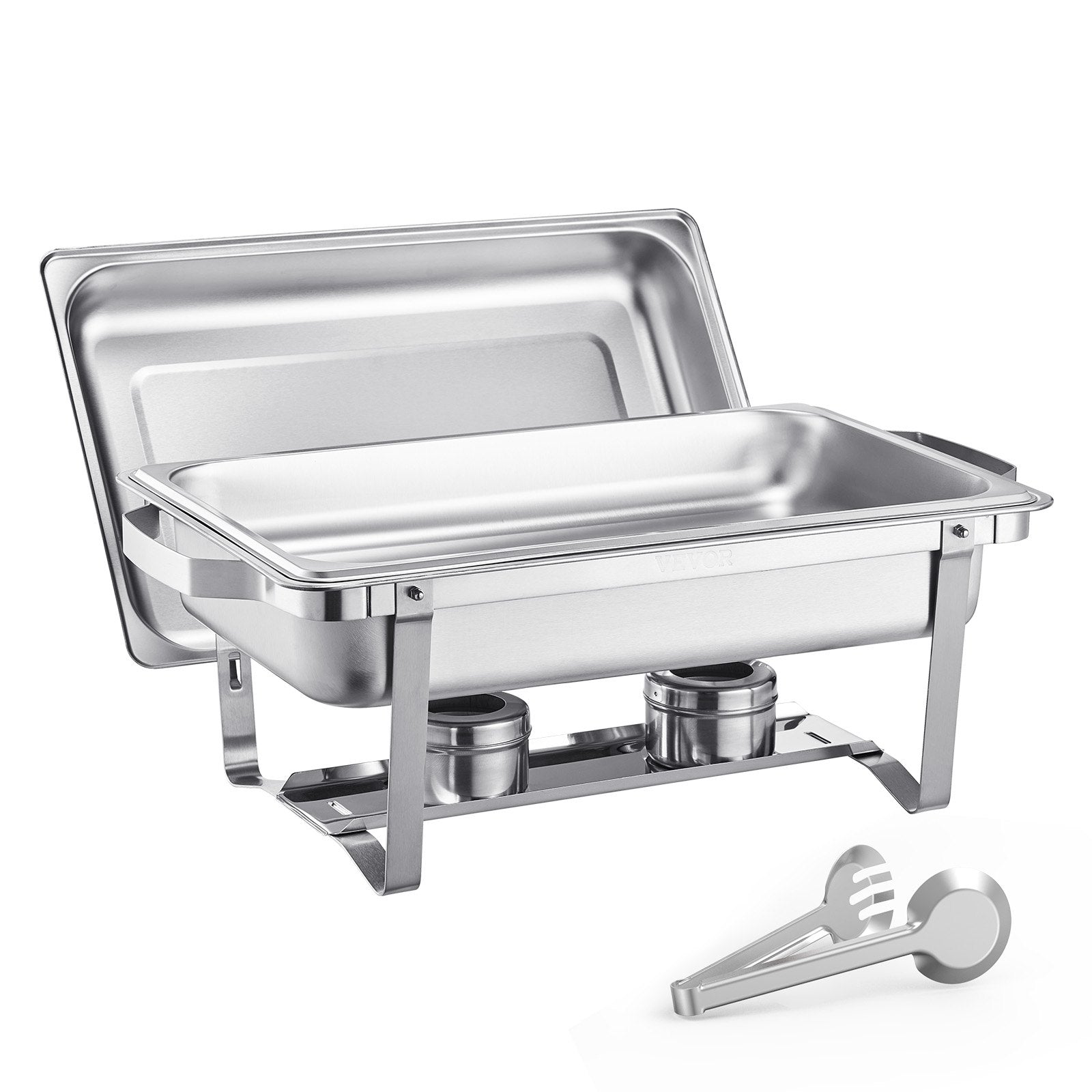VEVOR 8 Qt 6 Pack Rectangle Chafing Dish Buffet Set Fullsize Pan Stainless Steel 10