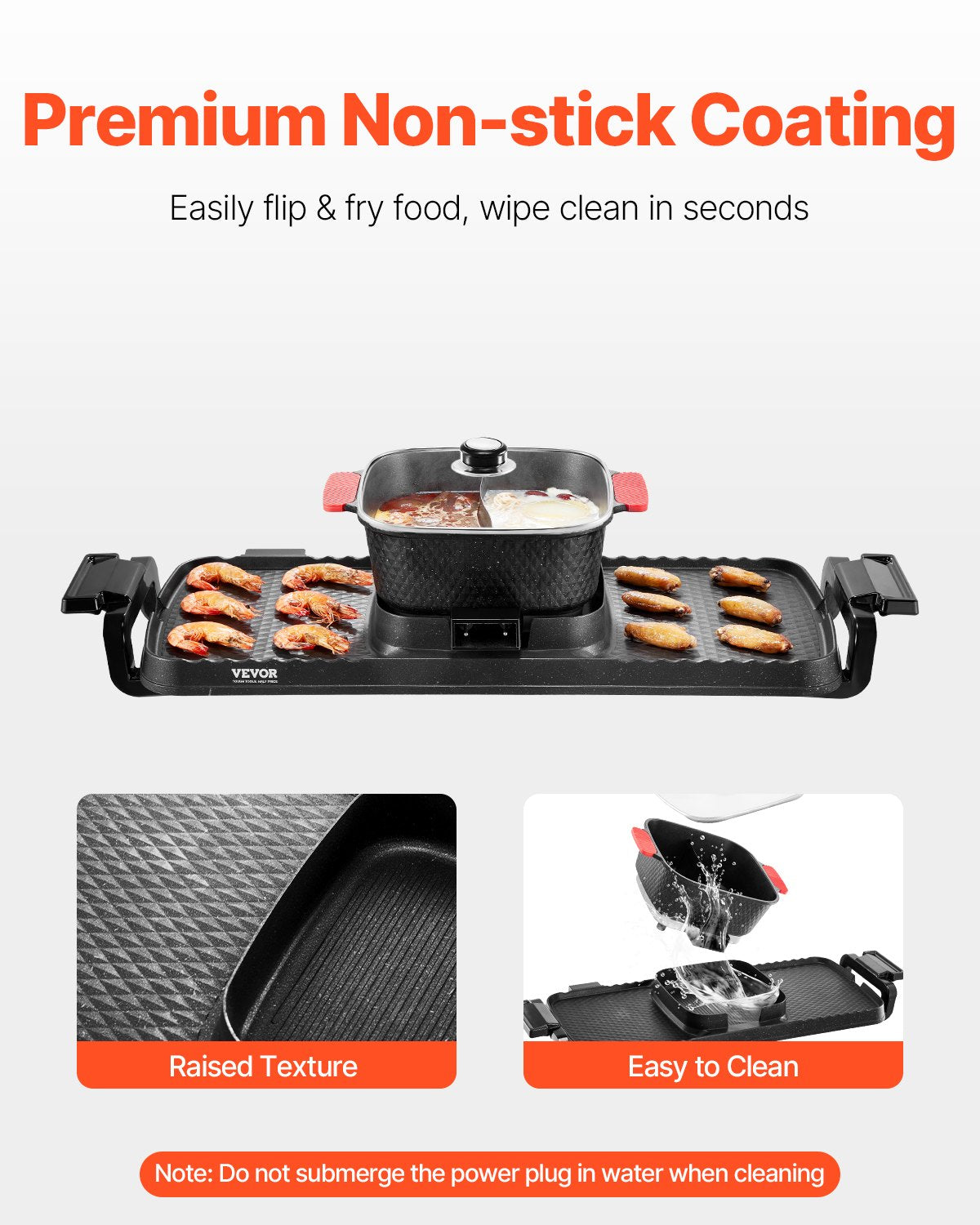 VEVOR Hot Pot with Grill 2300W 2-in-1 Electric Smokeless BBQ with Removable Pot 5