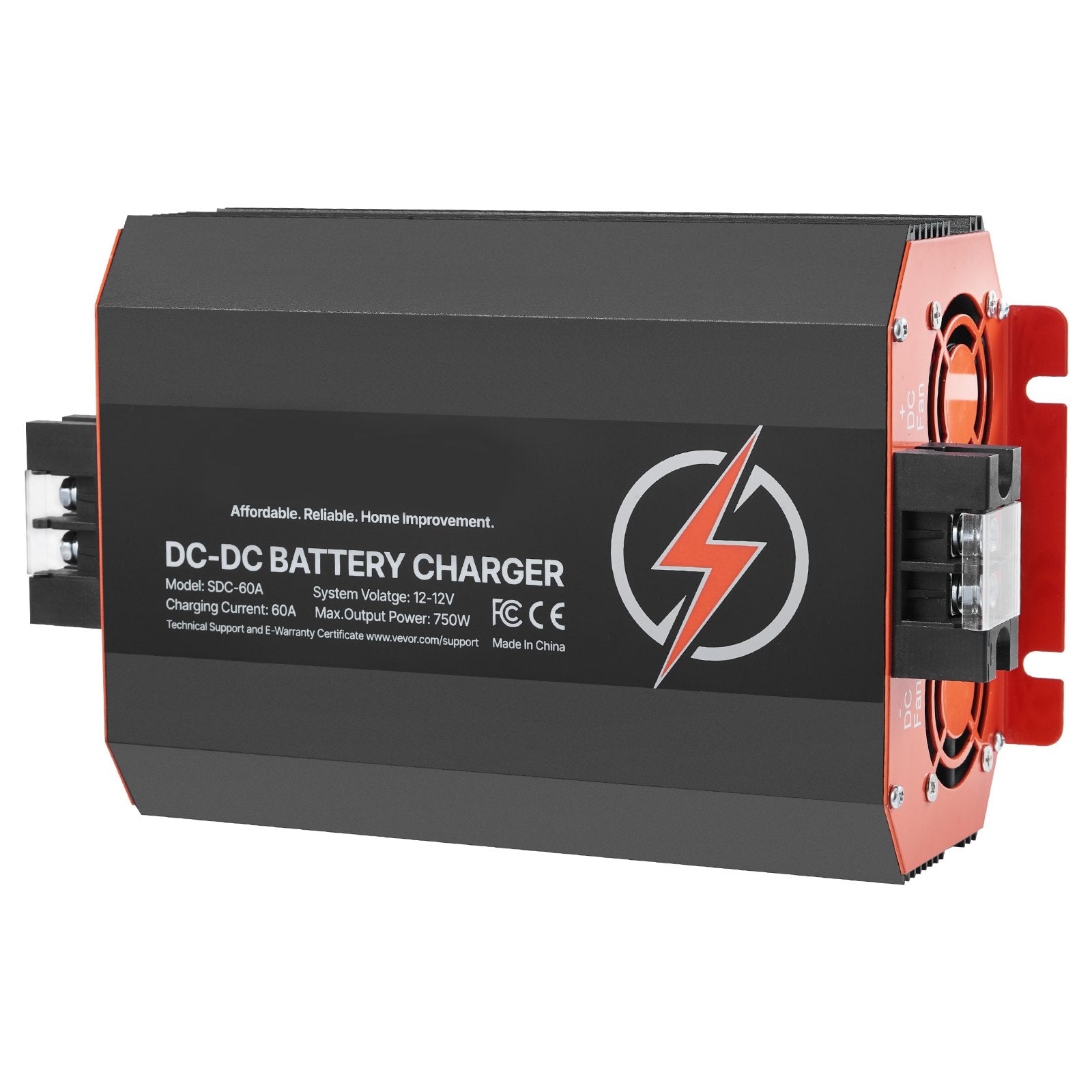 VEVOR 12V 60A DC to DC Battery Charger, 750W, On-Board Battery Charger for Lead-Acid, Lithium, AGM, GEL, and Flooded Batteries, Smart Multi-Stage Charging, for RVs, Commercial Vehicles, Boats, Yachts