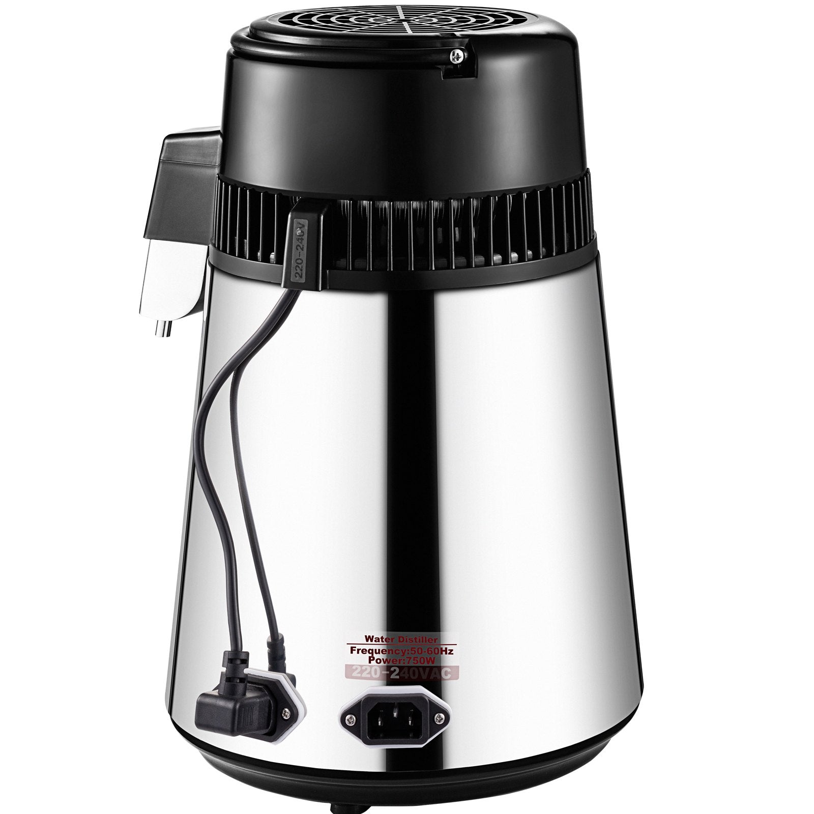 VEVOR 1.1 Gal Water Distiller, 0.3 Gal/H, 750W Distilled Water Maker Machine 0-99H Timing Set Temp Display, 304 Stainless Steel Countertop Distiller Glass Carafe Cleaning Powder 3 Carbon Packs, Silver 10