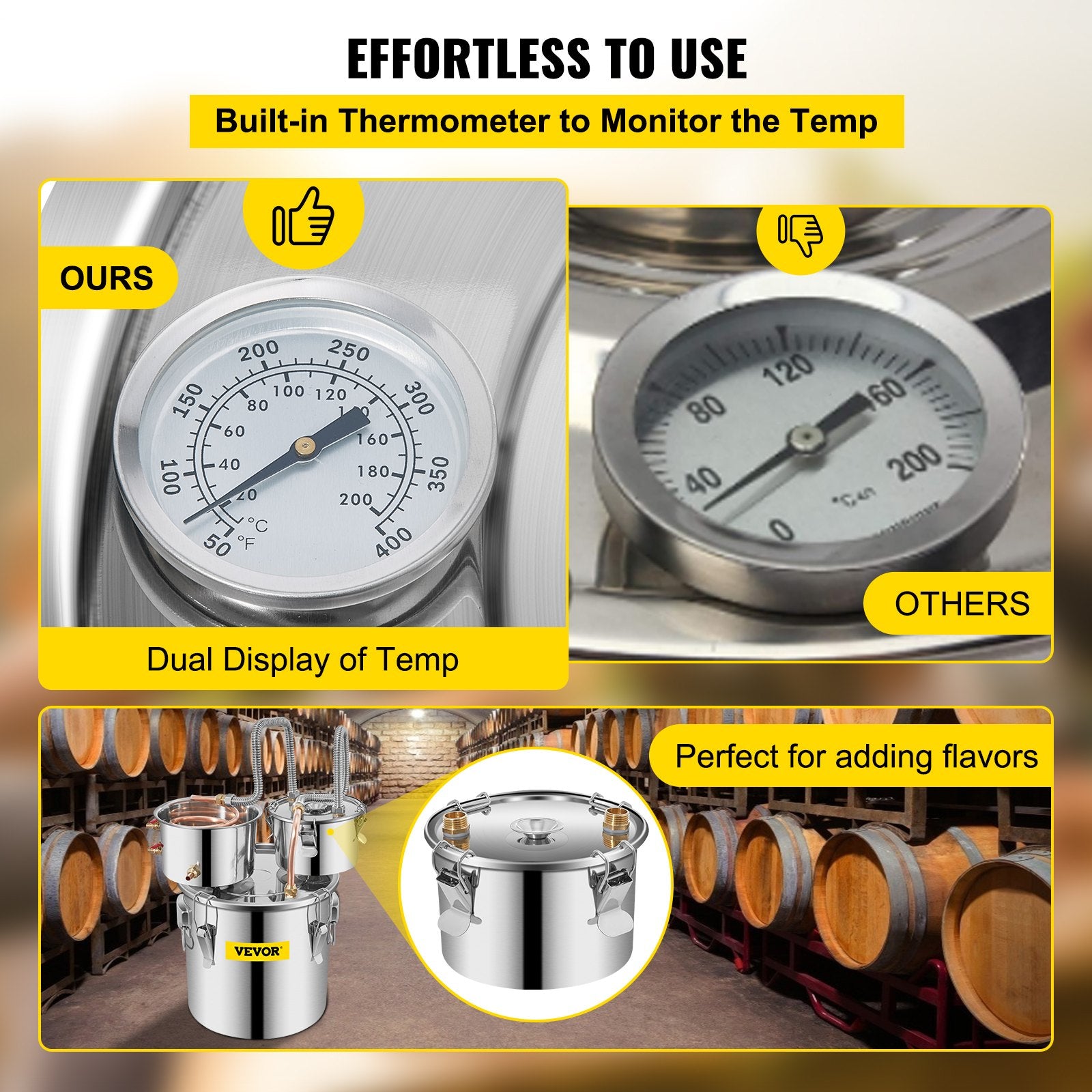 VEVOR 3 Pot 12L Alcohol Distiller Water Wine Boiler Home Brew Moonshinestill 5