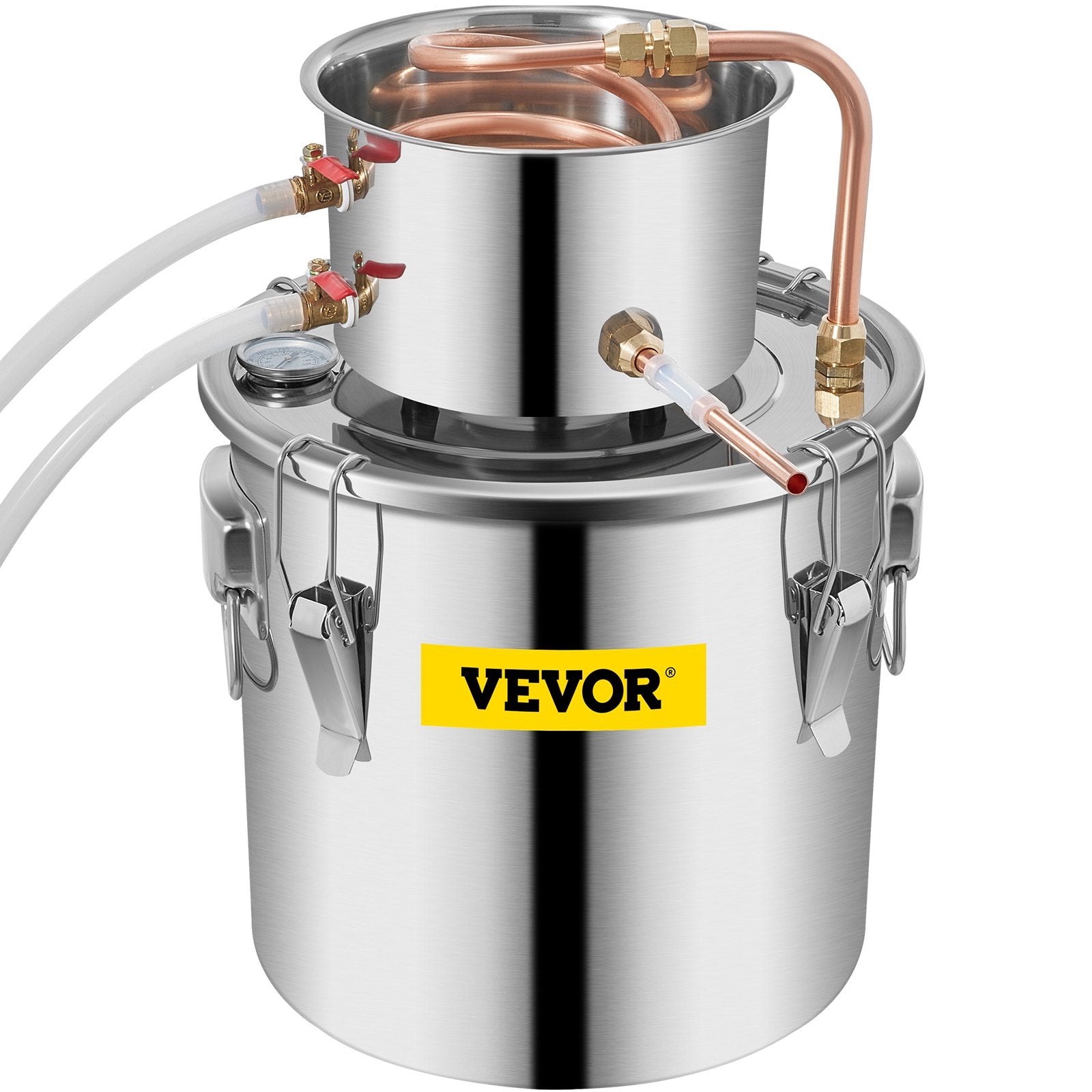 VEVOR Moonshine Still 3 Gal 12L Stainless Steel Water Alcohol Distiller Copper Tube Home Brewing Kit Build-in Thermometer for DIY Whisky Wine Brandy, 3Gal, Sliver 11