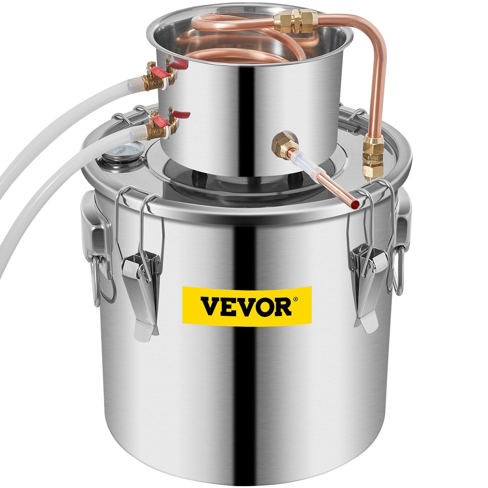 VEVOR Moonshine Still 9.6Gal 38L Stainless Steel Water Alcohol Distiller Copper Tube Home Brewing Kit Build-in Thermometer for DIY Whisky Wine Brandy, Sliver 11