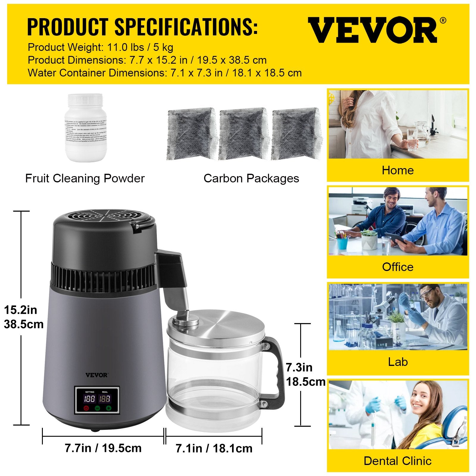 VEVOR Home Water Distiller Distilled Water Maker 4 L with Dual Temp Display Grey 7