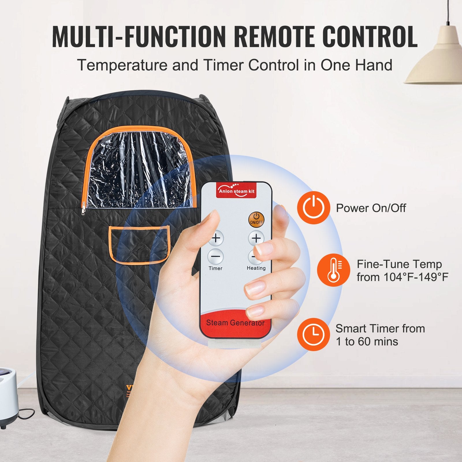 VEVOR 1000W Personal Steam Sauna Tent Loss Weight Detox Therapy Spa Compact, 800 x 800 x 1330 mm 4