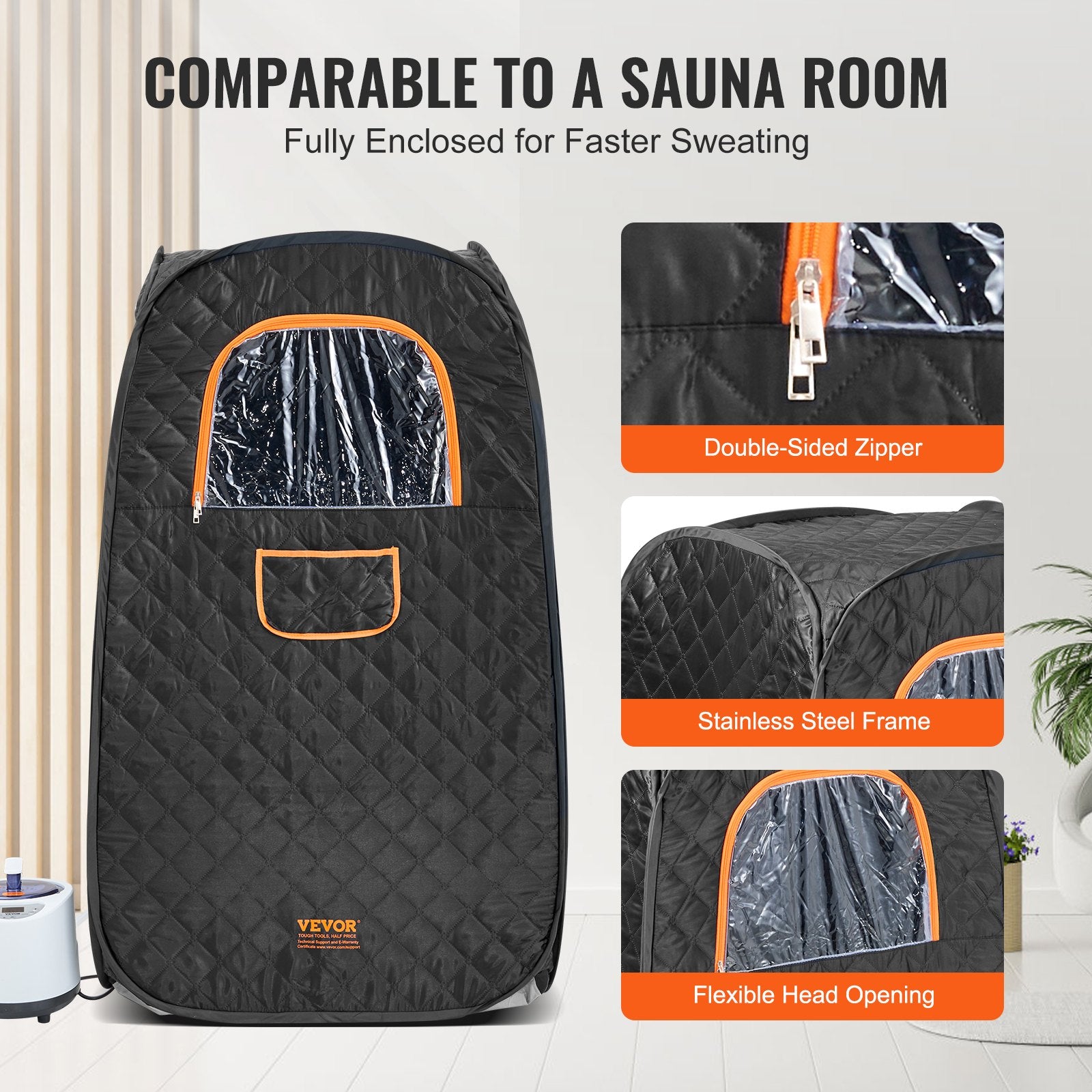 VEVOR 1000W Personal Steam Sauna Tent Loss Weight Detox Therapy Spa Compact, 800 x 800 x 1330 mm 6
