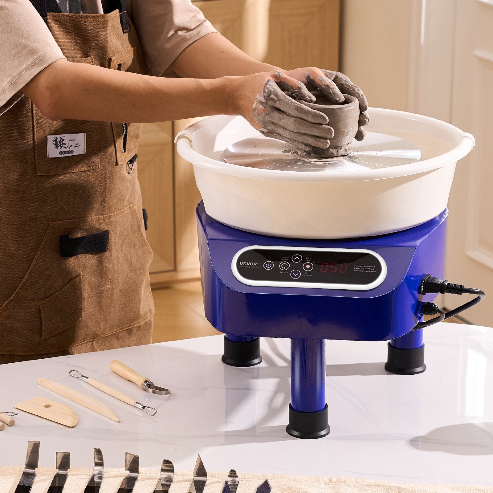 VEVOR Pottery Wheel, 10 inch Pottery Forming Machine, 350W Electric Wheel for Pottery with Foot Pedal and LCD Touch Screen, Direct Drive Ceramic Wheel with 3 Support Legs for DIY Art Craft, Blue 8