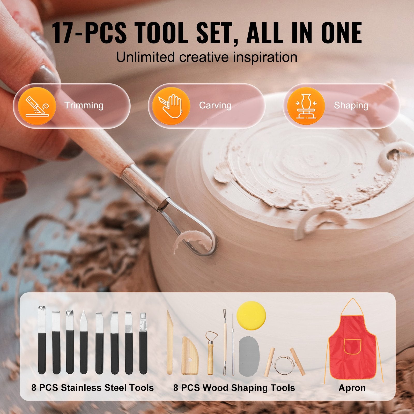 VEVOR Pottery Wheel, 10 inch Pottery Forming Machine, 350W Electric Wheel for Pottery with Foot Pedal and LCD Touch Screen, Direct Drive Ceramic Wheel with 3 Support Legs for DIY Art Craft, Pink 7