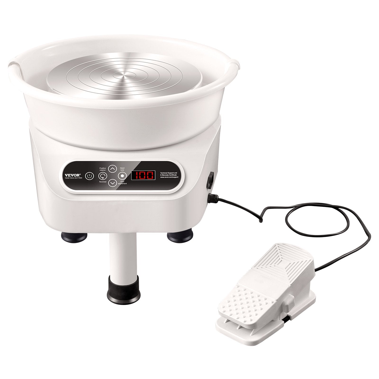 VEVOR Pottery Wheel, 10 inch Pottery Forming Machine, 350W Electric Wheel for Pottery with Foot Pedal and LCD Touch Screen, Direct Drive Ceramic Wheel with 3 Support Legs for DIY Art Craft, White 10