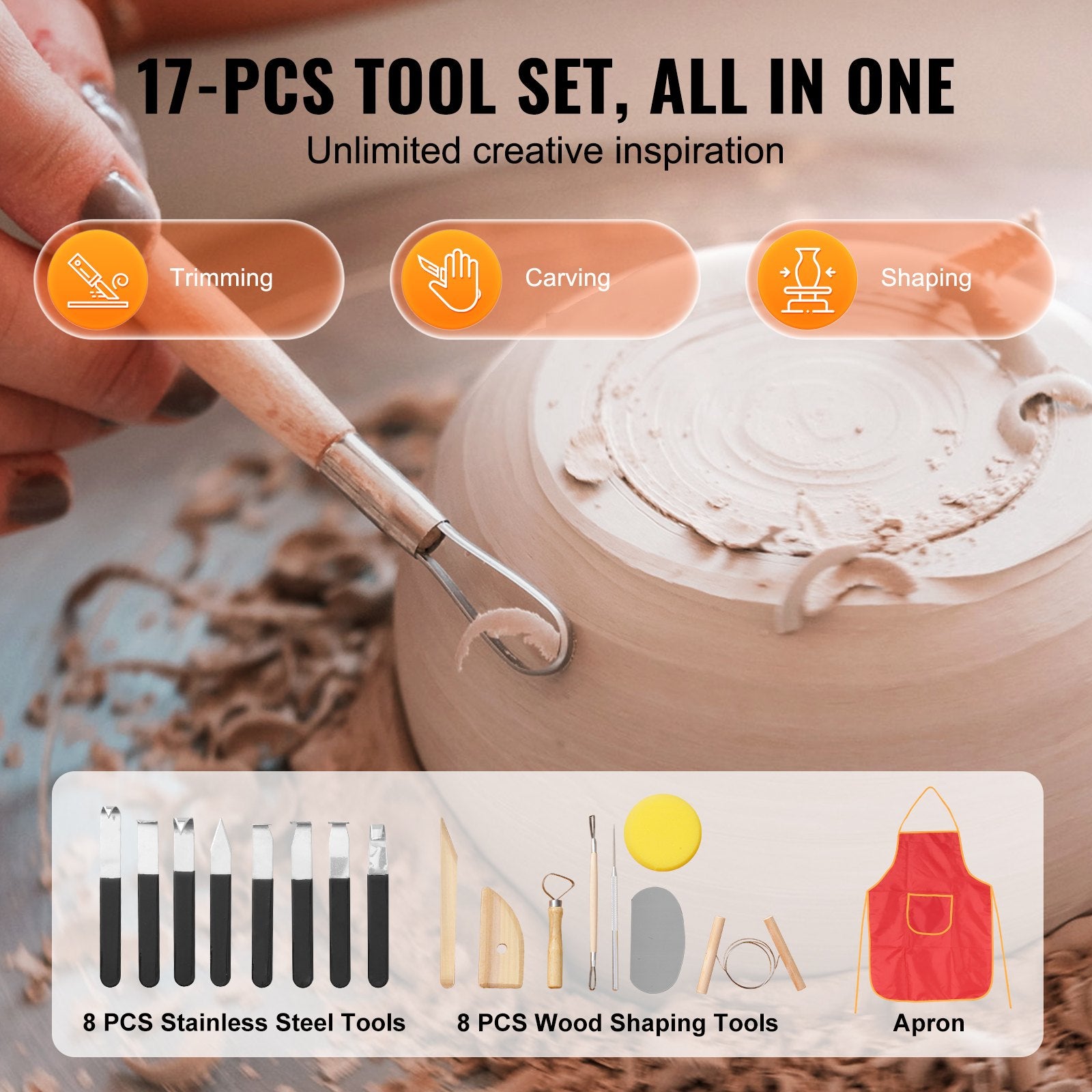 VEVOR Pottery Wheel, 11 inch Pottery Forming Machine, 450W Electric Wheel for Pottery with Foot Pedal and LCD Touch Screen, Direct Drive Ceramic Wheel with 3 Support Legs for DIY Art Craft, White 7