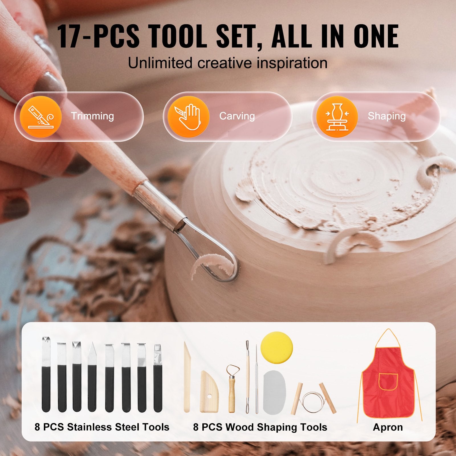 VEVOR Pottery Wheel, 10 inch Pottery Forming Machine, 350W Electric Wheel for Pottery with Foot Pedal and LCD Touch Screen, Direct Drive Ceramic Wheel with Shaping Tools for DIY Art Craft, Pink 7