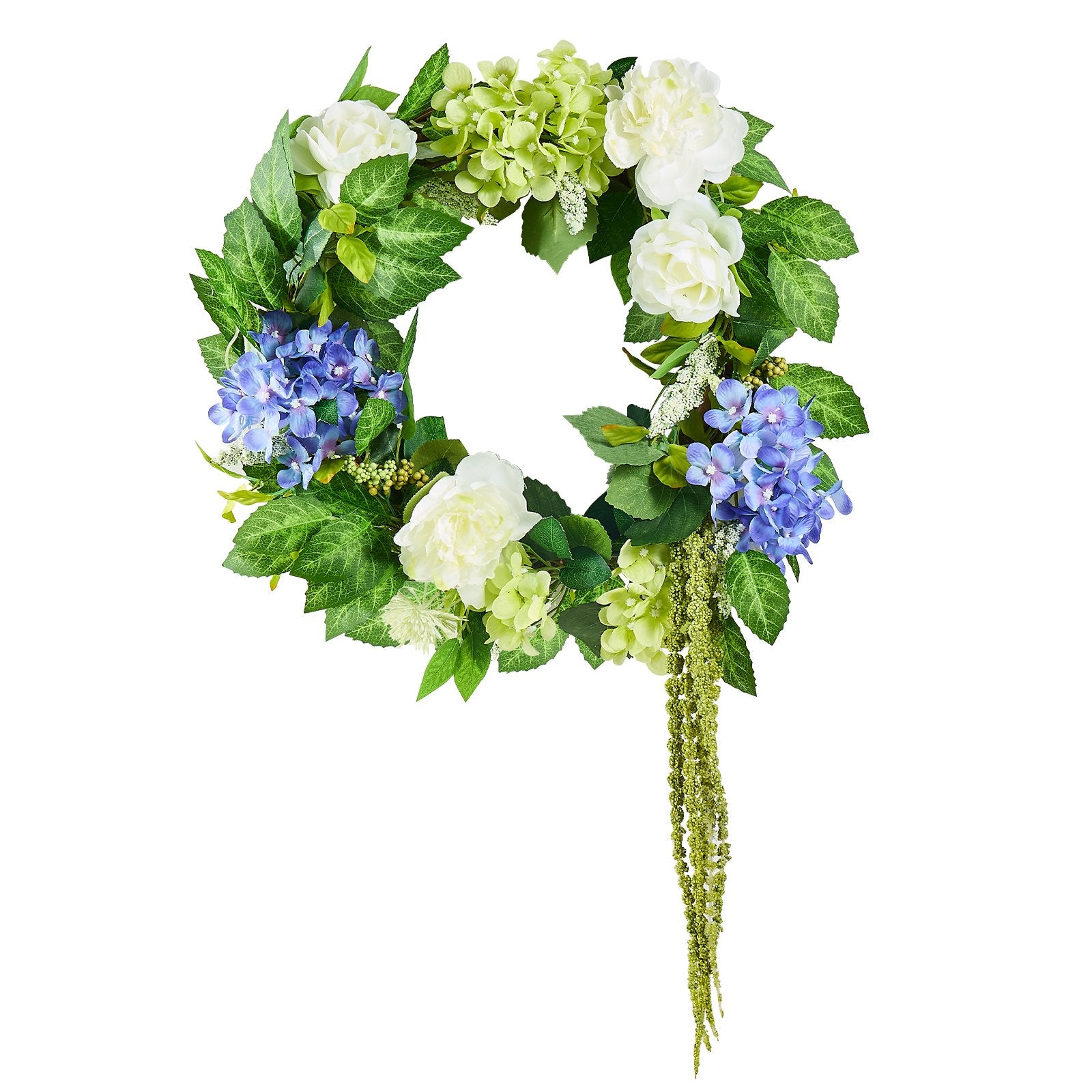 VEVOR Artificial Decorative Wreath 58.42 cm Blue White Green Hydrangeas Roses 9