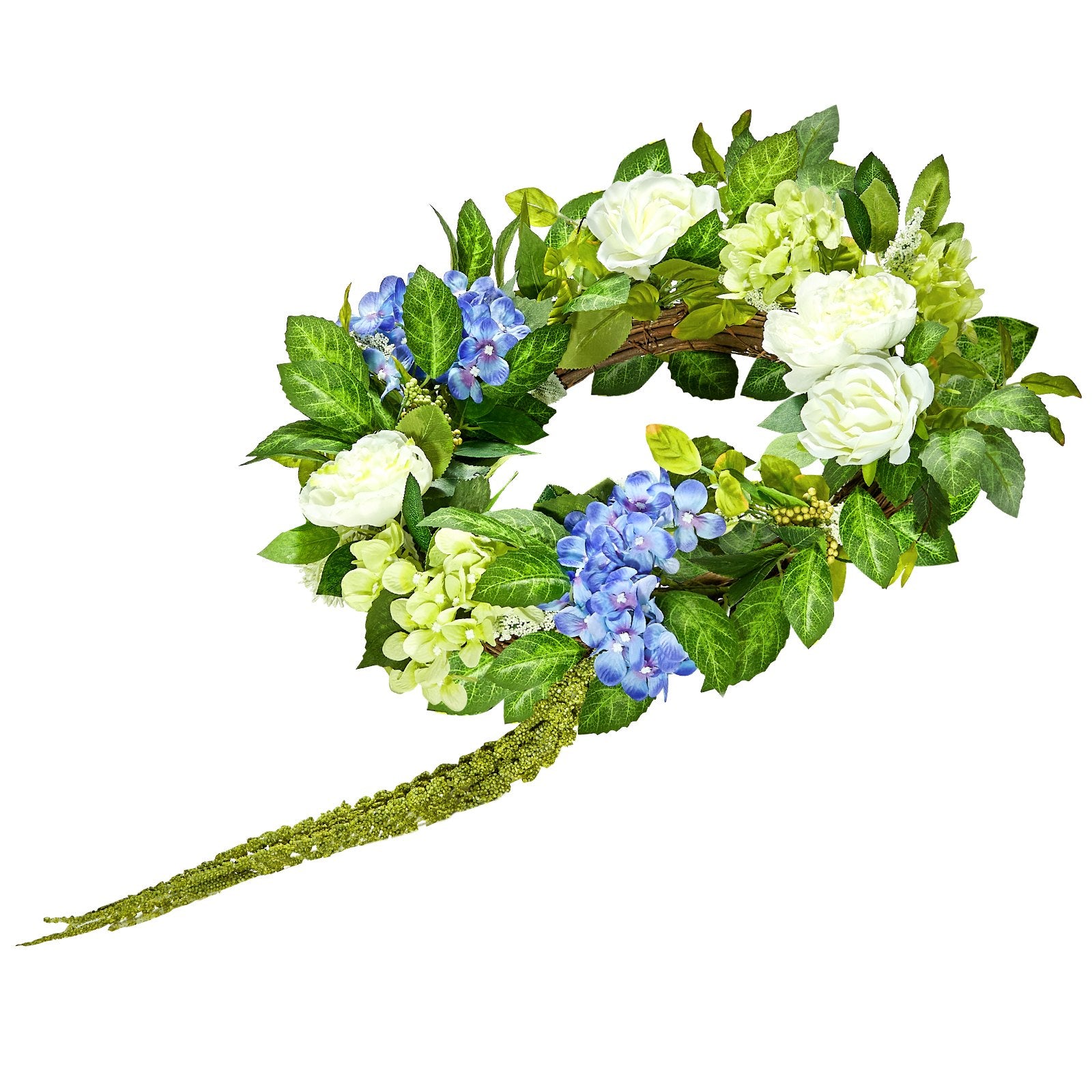 VEVOR Artificial Decorative Wreath 58.42 cm Blue White Green Hydrangeas Roses 10