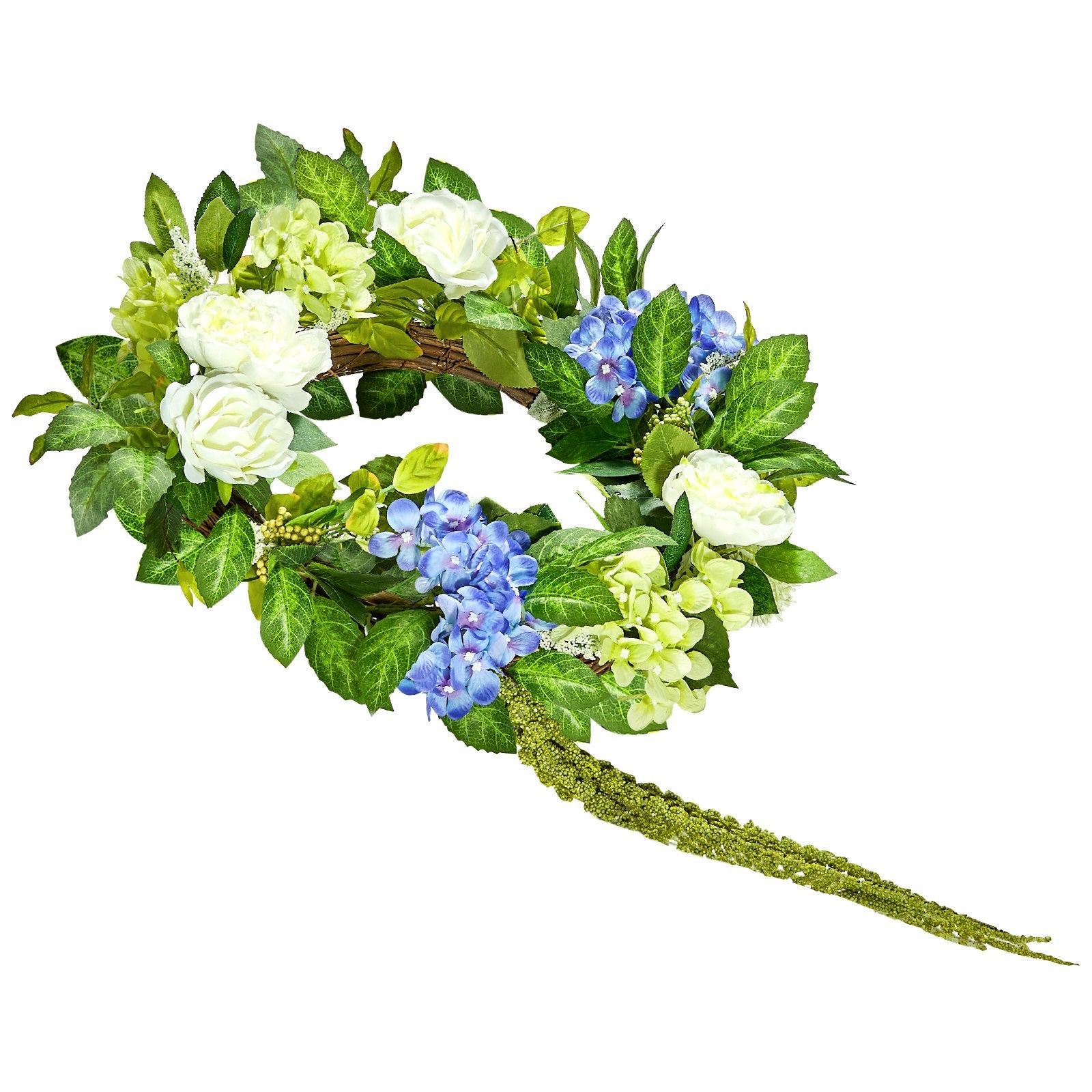 VEVOR Artificial Decorative Wreath 58.42 cm Blue White Green Hydrangeas Roses 11
