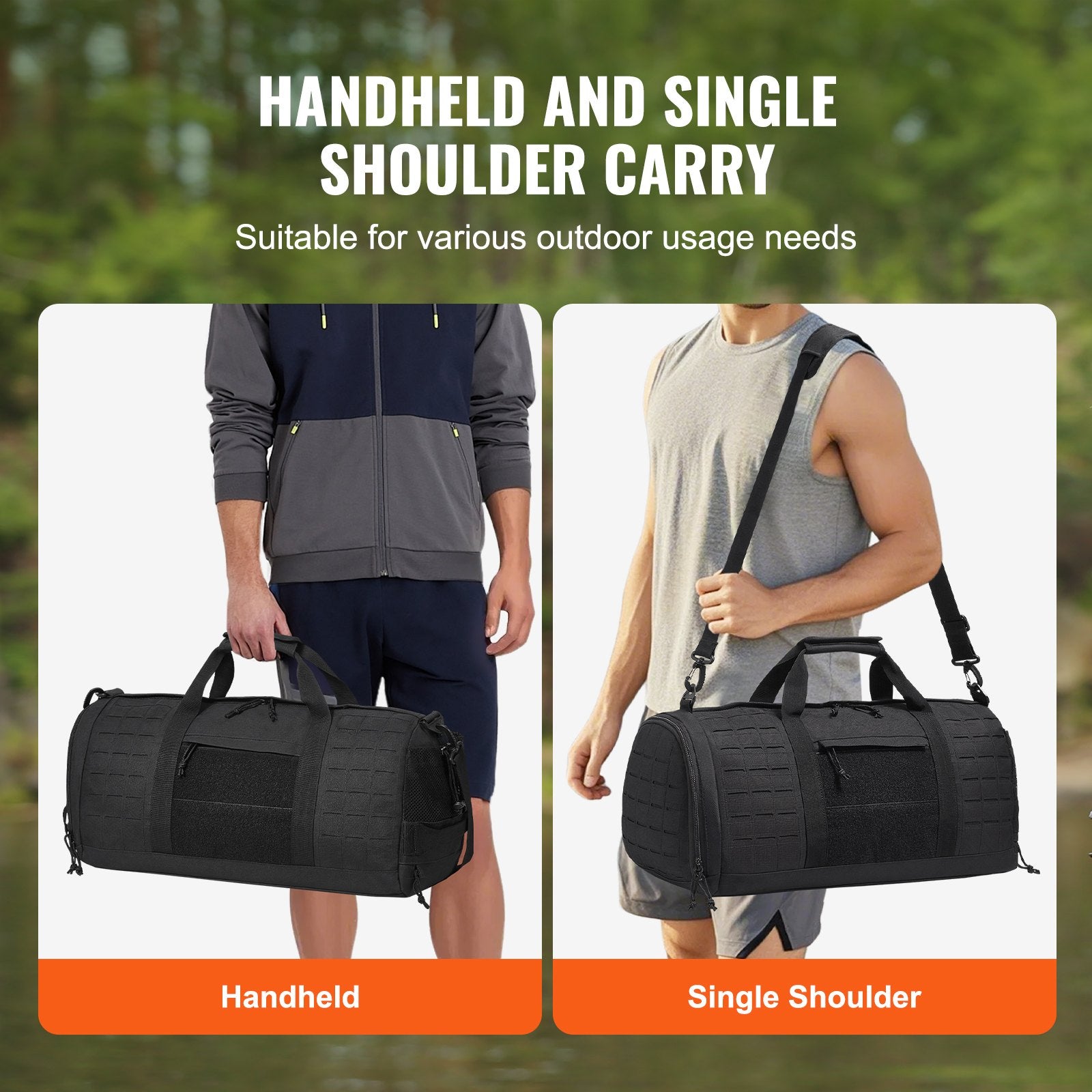 VEVOR Tactical Duffle Bag 45L Gym Bag Duffle Molle Design & Shoe Compartment 4