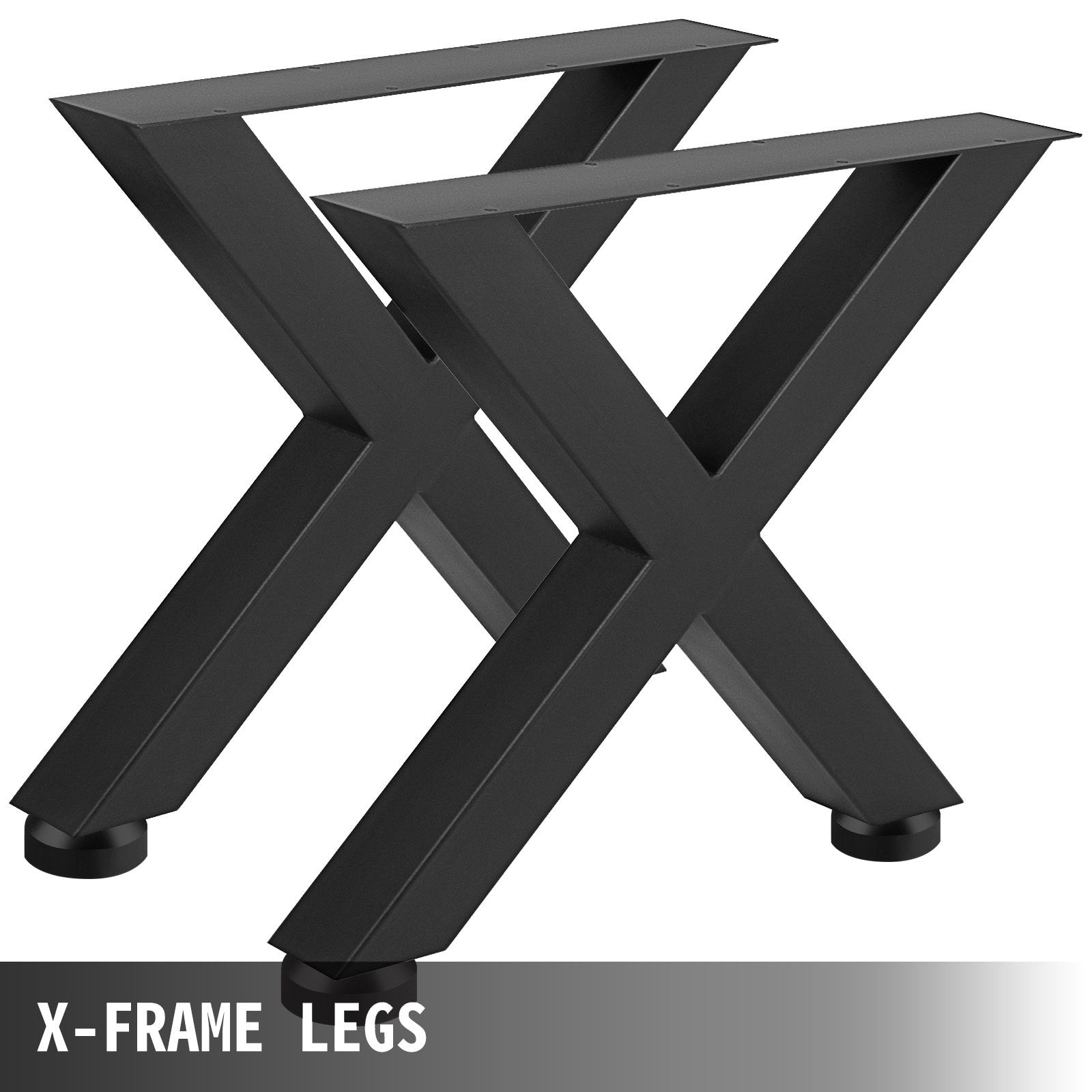 VEVOR Set of 2 Steel Table Legs, 16'Height 15'Wide Dining Table Legs, Heavy Duty 3.1" Square Box Section X Frame Table Legs, 16x15x3.1 Inch Black Color Industrial Country Style Metal Dining Legs 4