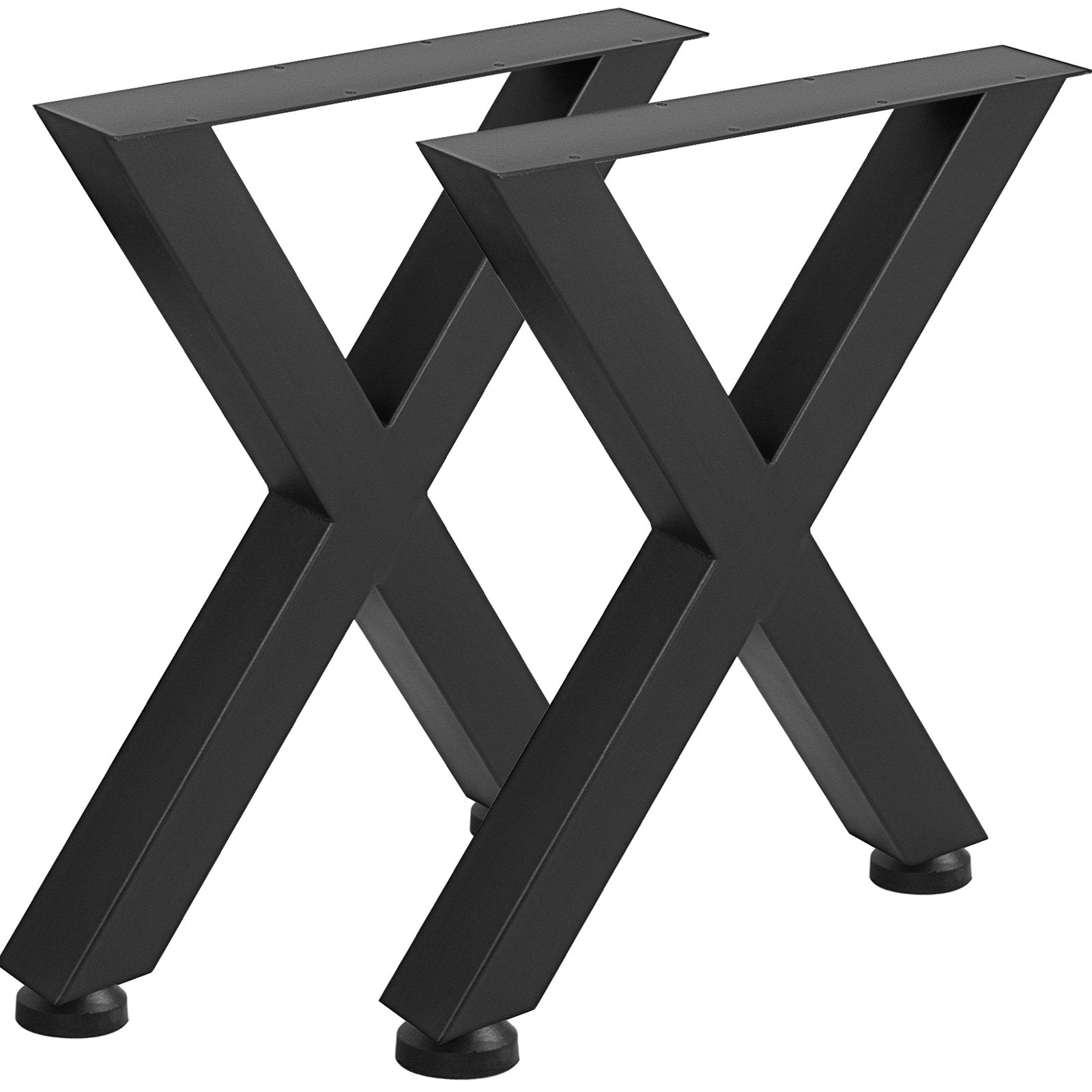 VEVOR Set of 2 Steel Table Legs, 16'Height 15'Wide Dining Table Legs, Heavy Duty 3.1" Square Box Section X Frame Table Legs, 16x15x3.1 Inch Black Color Industrial Country Style Metal Dining Legs 10