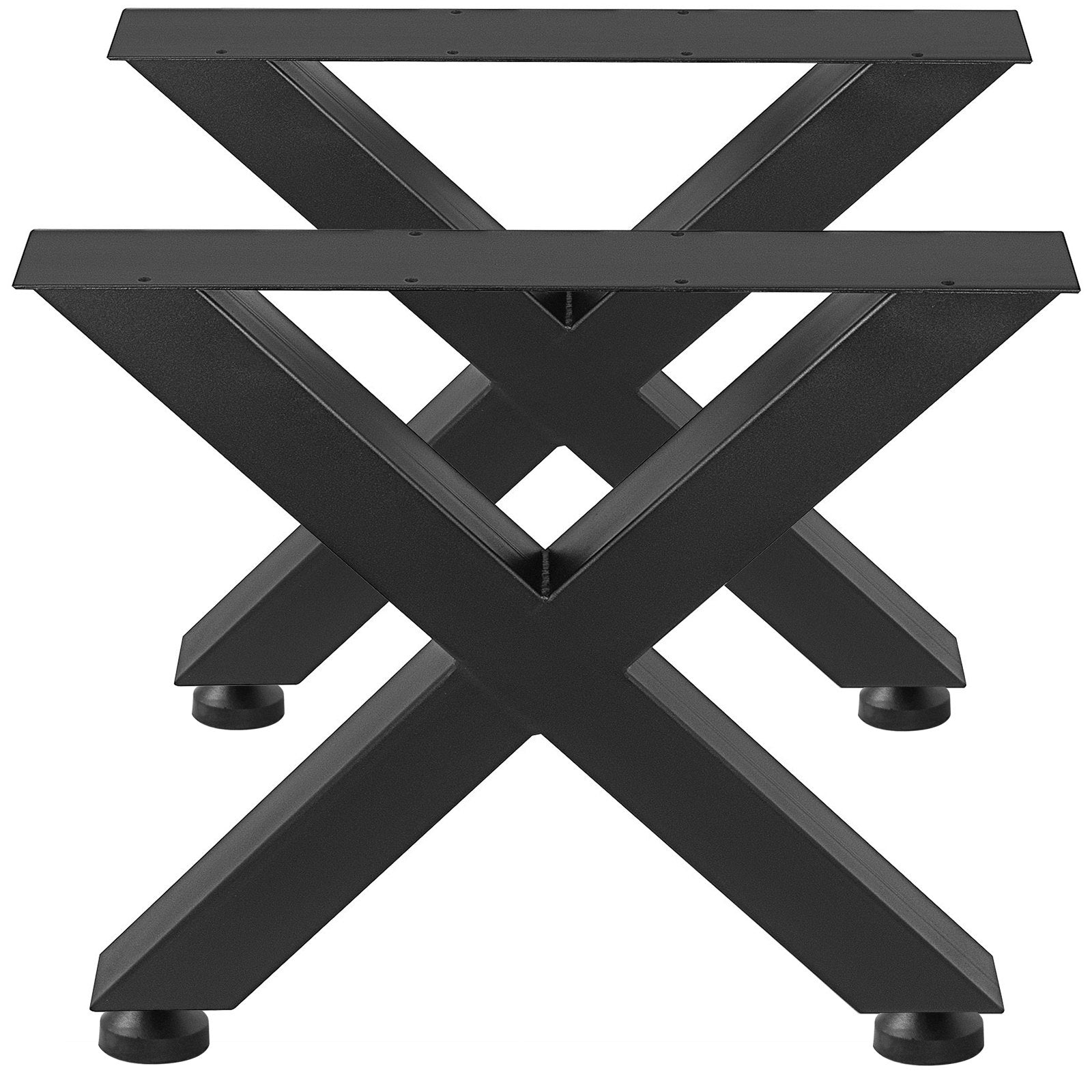 VEVOR Set of 2 Steel Table Legs, 16'Height 15'Wide Dining Table Legs, Heavy Duty 3.1" Square Box Section X Frame Table Legs, 16x15x3.1 Inch Black Color Industrial Country Style Metal Dining Legs 11