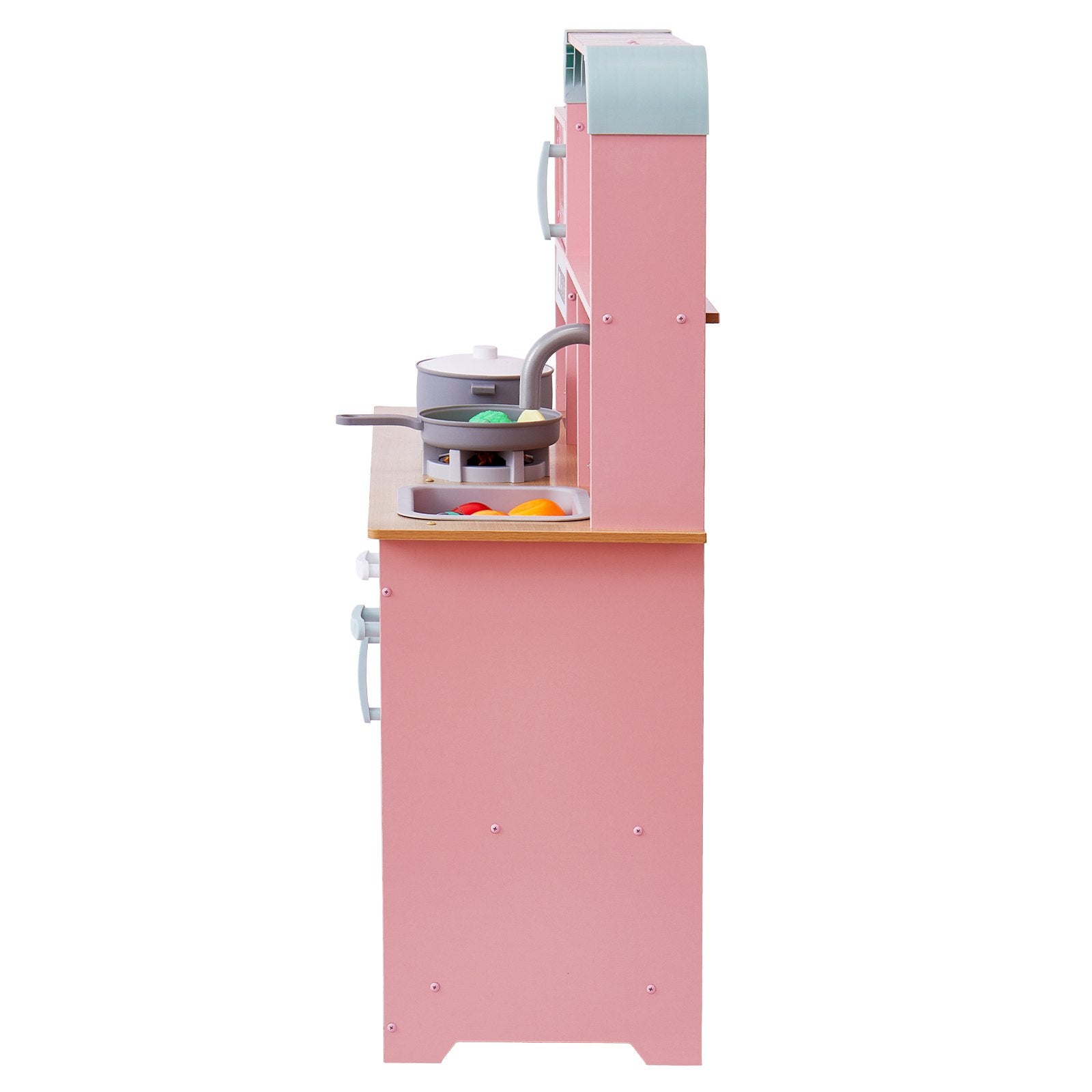 VEVOR Kitchen Playset Kids Pretend Cooking Play Toy 24 Piece Accessories Pink 10