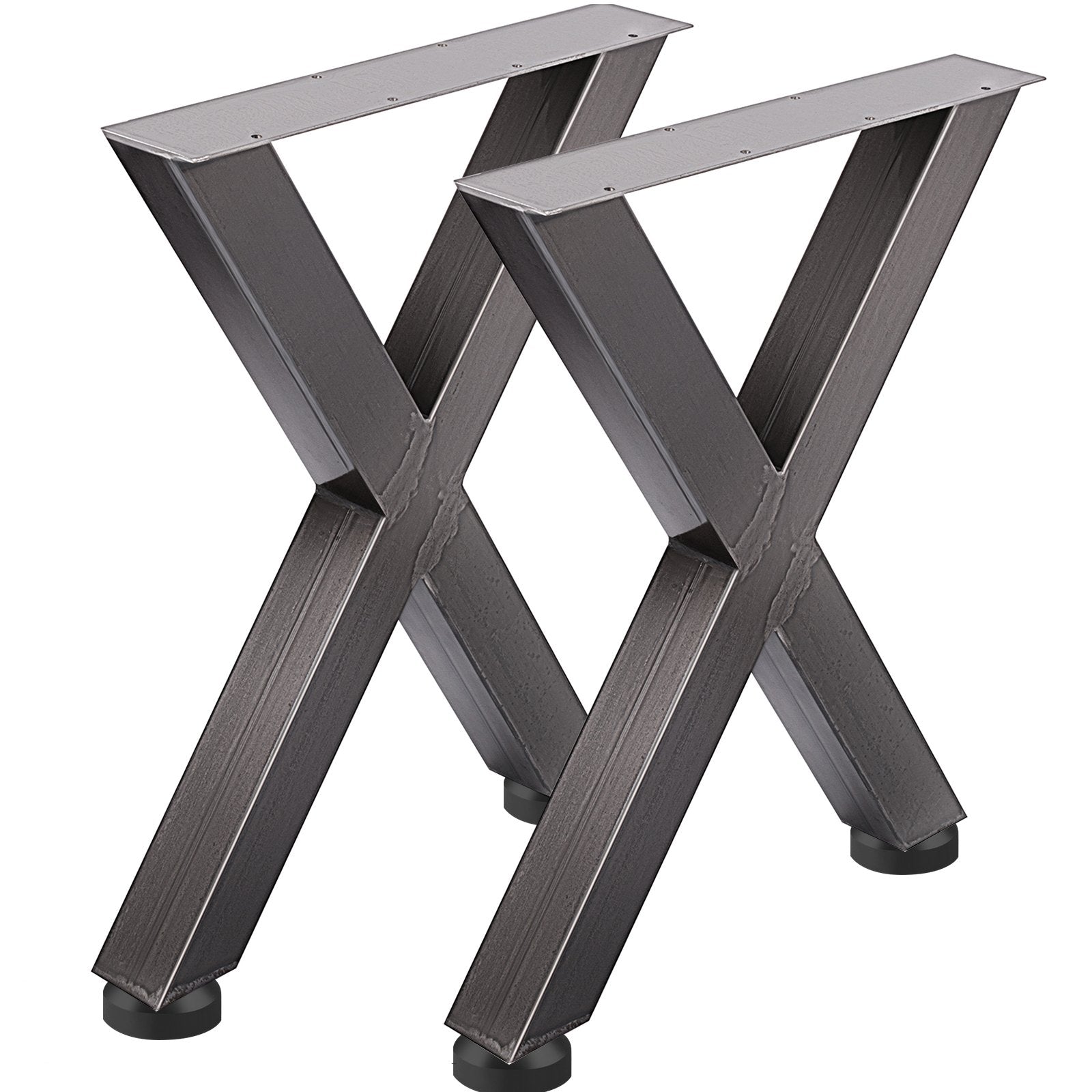 VEVOR Set of 2 Steel Table Legs, 28'Height 24'Wide Dining Table Legs, Heavy Duty 3.1" Square Box Section X Frame Table Legs, 28x24x3.1 Inch Original Color Industrial Country Style Metal Dining Legs 10