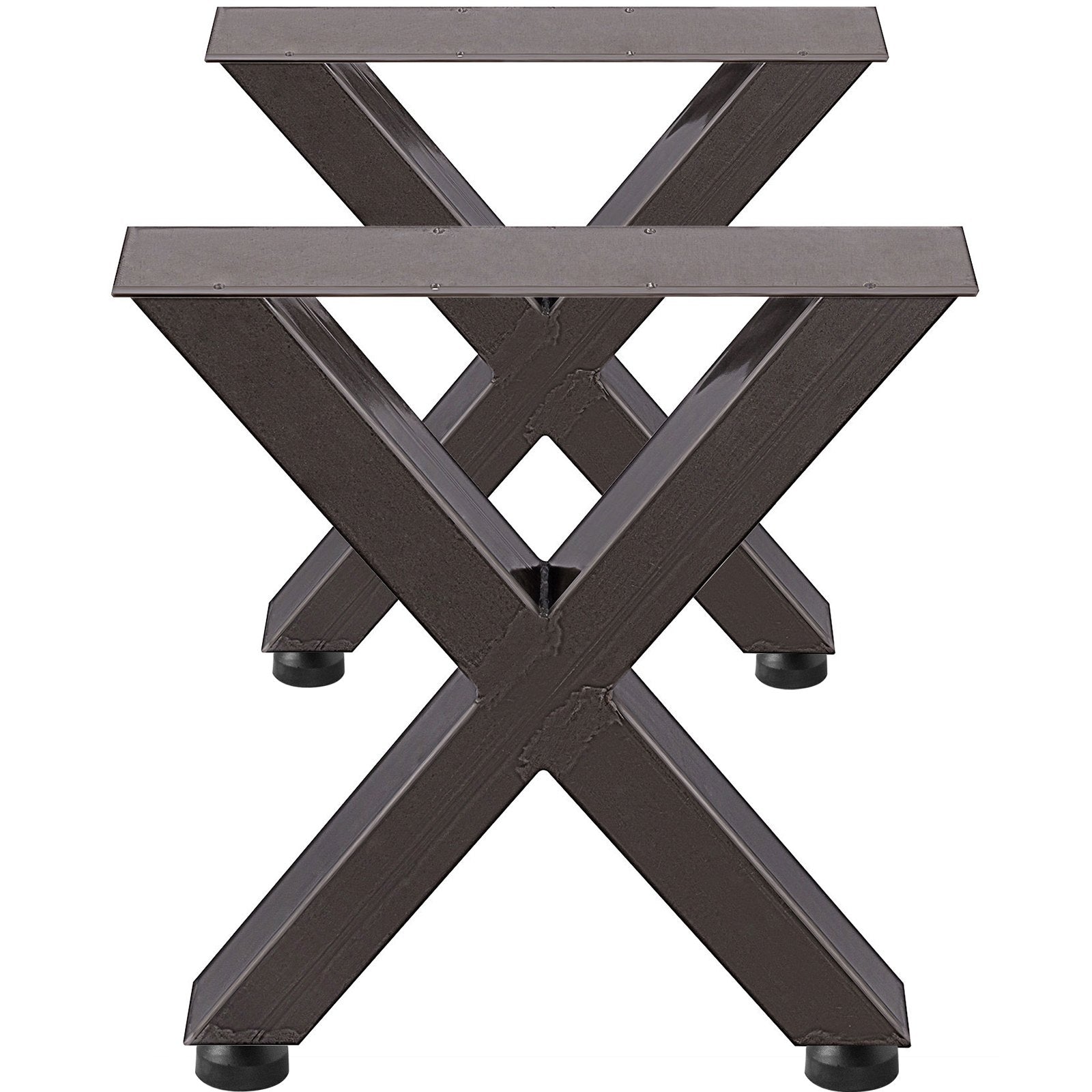 VEVOR Set of 2 Steel Table Legs, 28'Height 24'Wide Dining Table Legs, Heavy Duty 3.1" Square Box Section X Frame Table Legs, 28x24x3.1 Inch Original Color Industrial Country Style Metal Dining Legs 11