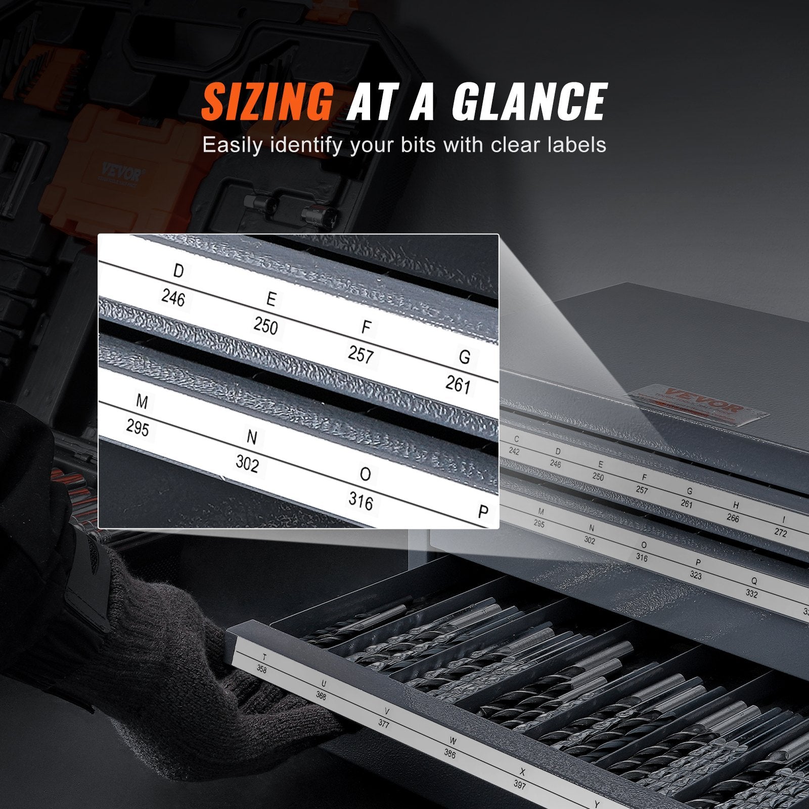 VEVOR Drill Bit Dispenser Cabinet, Three-Drawer Drill Bit Organizer Cabinet for A to Z, Steel Drill Dispenser Organizer Cabinet with Labels, Stackable Drill Dispenser for Drill Bit Storage 4
