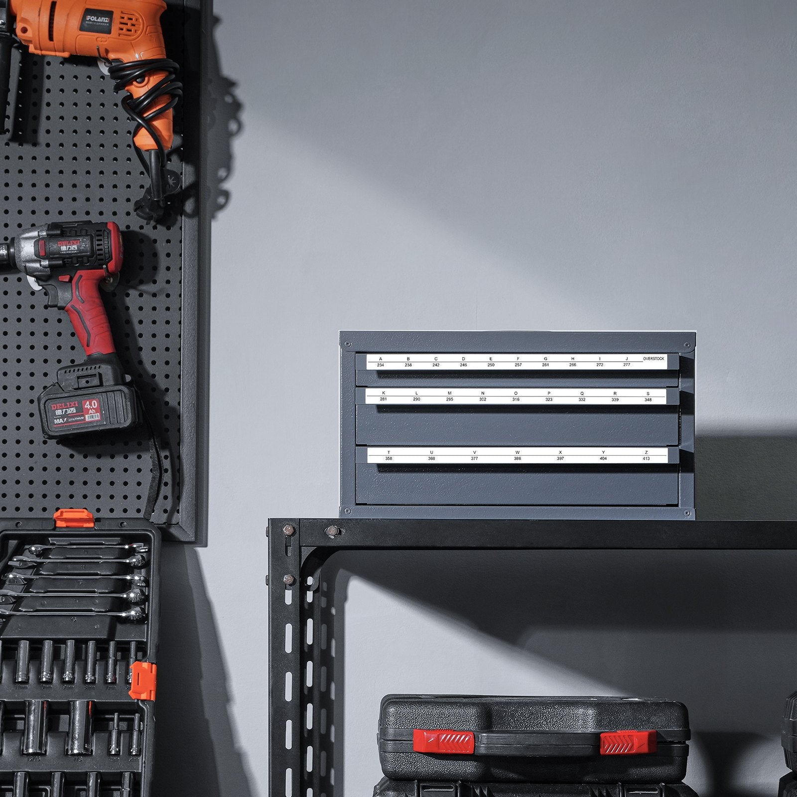 VEVOR Drill Bit Dispenser Cabinet, Three-Drawer Drill Bit Organizer Cabinet for A to Z, Steel Drill Dispenser Organizer Cabinet with Labels, Stackable Drill Dispenser for Drill Bit Storage 8