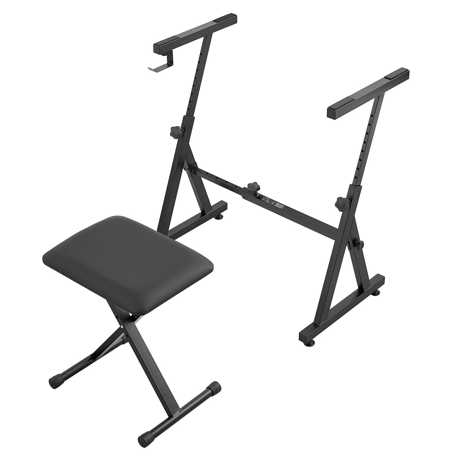 VEVOR Piano Keyboard Stand and Bench Set, Z Style, Heavy-Duty Digital Piano Music Stand and Seat, 250 lbs Capacity with Adjustable Piano Bench Width Height Wheels, Fits for 54-88 Key Electric Pianos 9