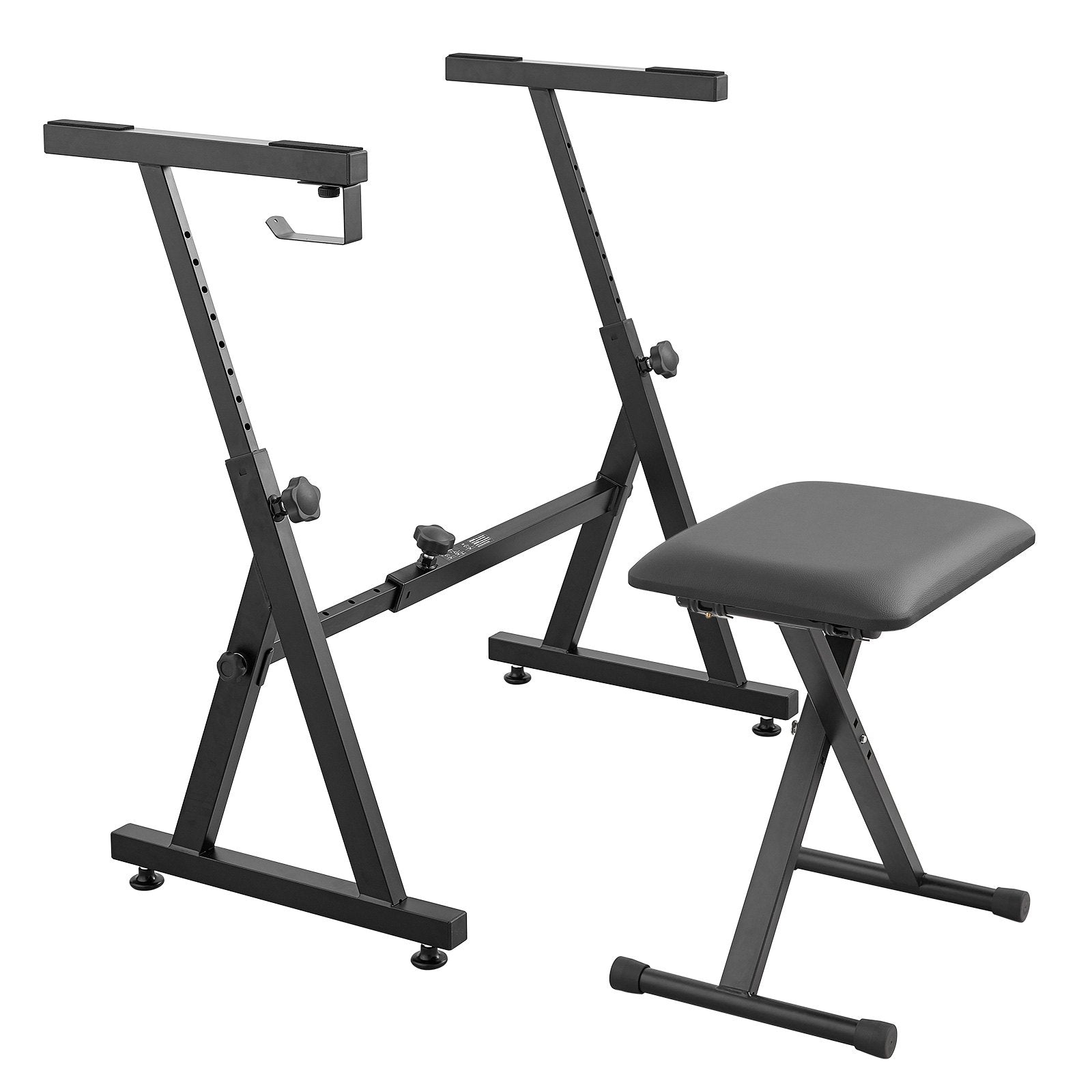 VEVOR Piano Keyboard Stand and Bench Set, Z Style, Heavy-Duty Digital Piano Music Stand and Seat, 250 lbs Capacity with Adjustable Piano Bench Width Height Wheels, Fits for 54-88 Key Electric Pianos 10