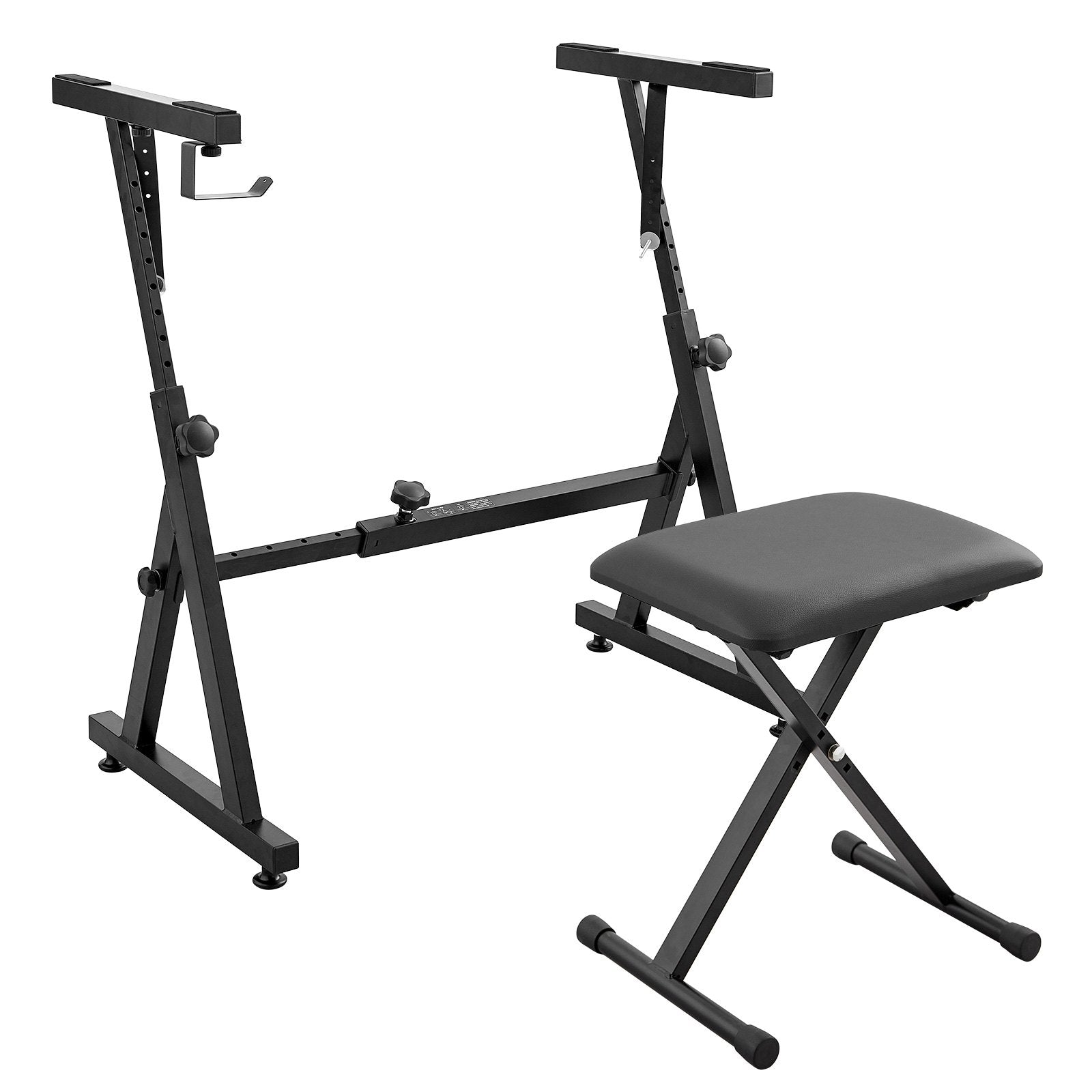 VEVOR Piano Keyboard Stand and Bench Set, Z Style, Heavy-Duty Digital Piano Music Stand and Seat, 250 lbs Capacity with Adjustable Piano Bench Width Height Wheels, Fits for 54-88 Key Electric Pianos 11