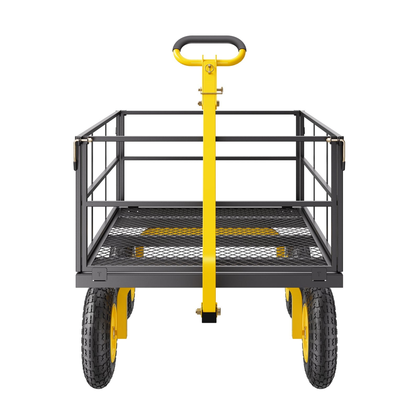 VEVOR 1400 Lbs Steel Garden Cart, Heavy Duty Pullable Garden Wagon Yard Cart, 2 in 1 Outdoor Metal Utility Wagon Yard Trailer with 13" All Terrain Tires, Mesh Removable Sides and 180°Rotating Handle 11