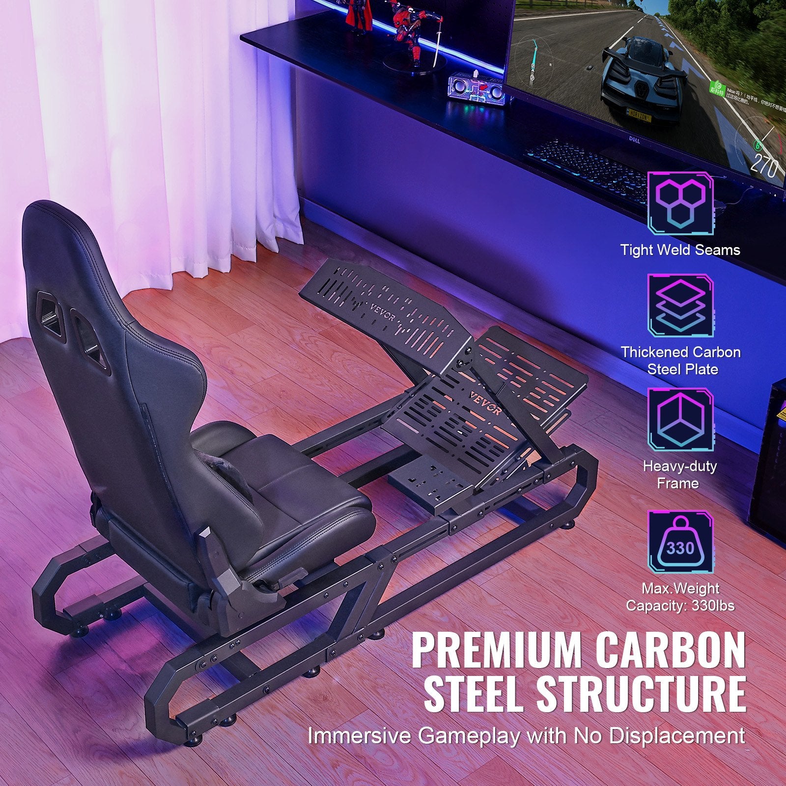 VEVOR Heavy Duty Racing Wheel Stand for Logitech G923/G920/G29 Max330LBS Compact 3