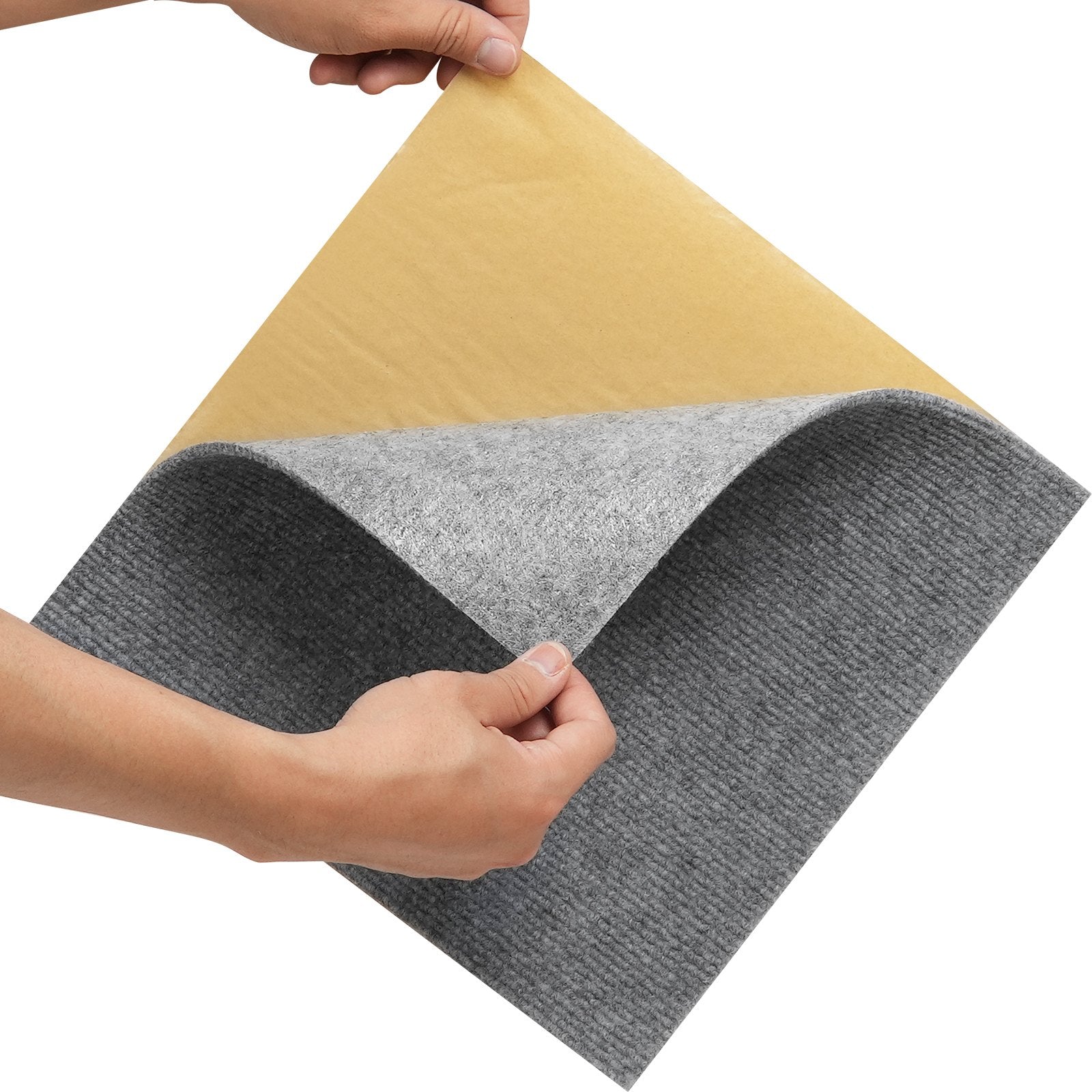 VEVOR Carpet Tiles Peel and Stick, Squares Self Adhesive Carpet Floor Tile, Soft Padded Carpet Tiles, Easy Install DIY for Bedroom Living Room Indoor Outdoor (12 Tiles, Light Gray) 10
