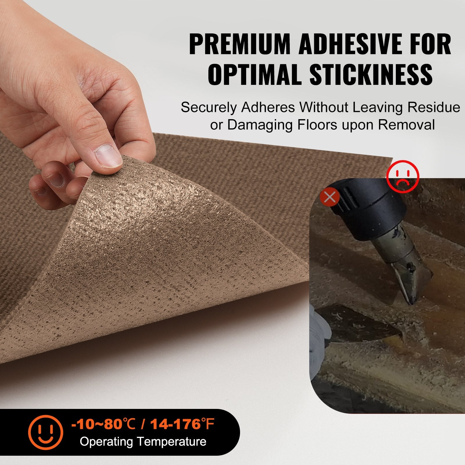 VEVOR Carpet Tiles Peel and Stick, Squares Self Adhesive Carpet Floor Tile, Soft Padded Carpet Tiles, Easy Install DIY for Bedroom Living Room Indoor Outdoor (10 Tiles, Dark Brown) 5