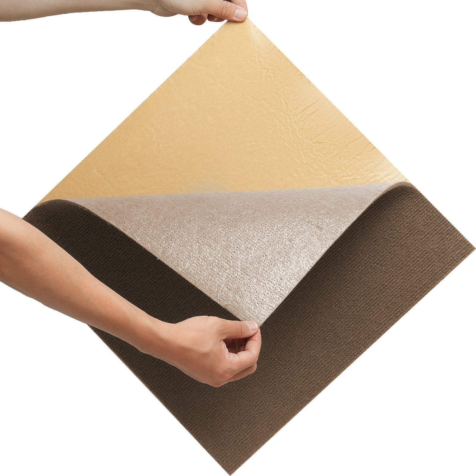 VEVOR Carpet Tiles Peel and Stick, Squares Self Adhesive Carpet Floor Tile, Soft Padded Carpet Tiles, Easy Install DIY for Bedroom Living Room Indoor Outdoor (10 Tiles, Dark Brown) 11