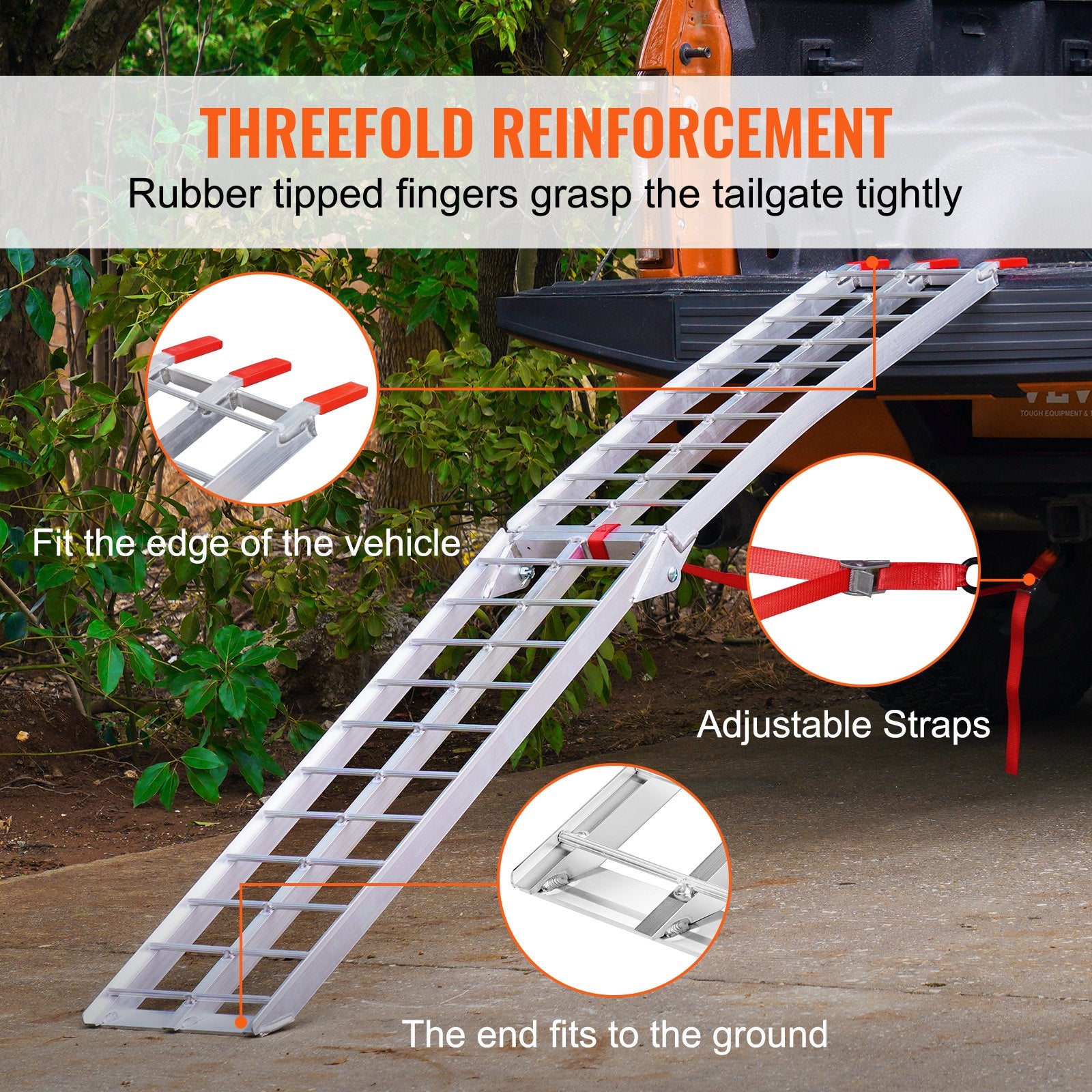 VEVOR Aluminum Ramp 750 LBS Foldable Loading Ramps for Pickup Trucks Bed 1 Piece 4