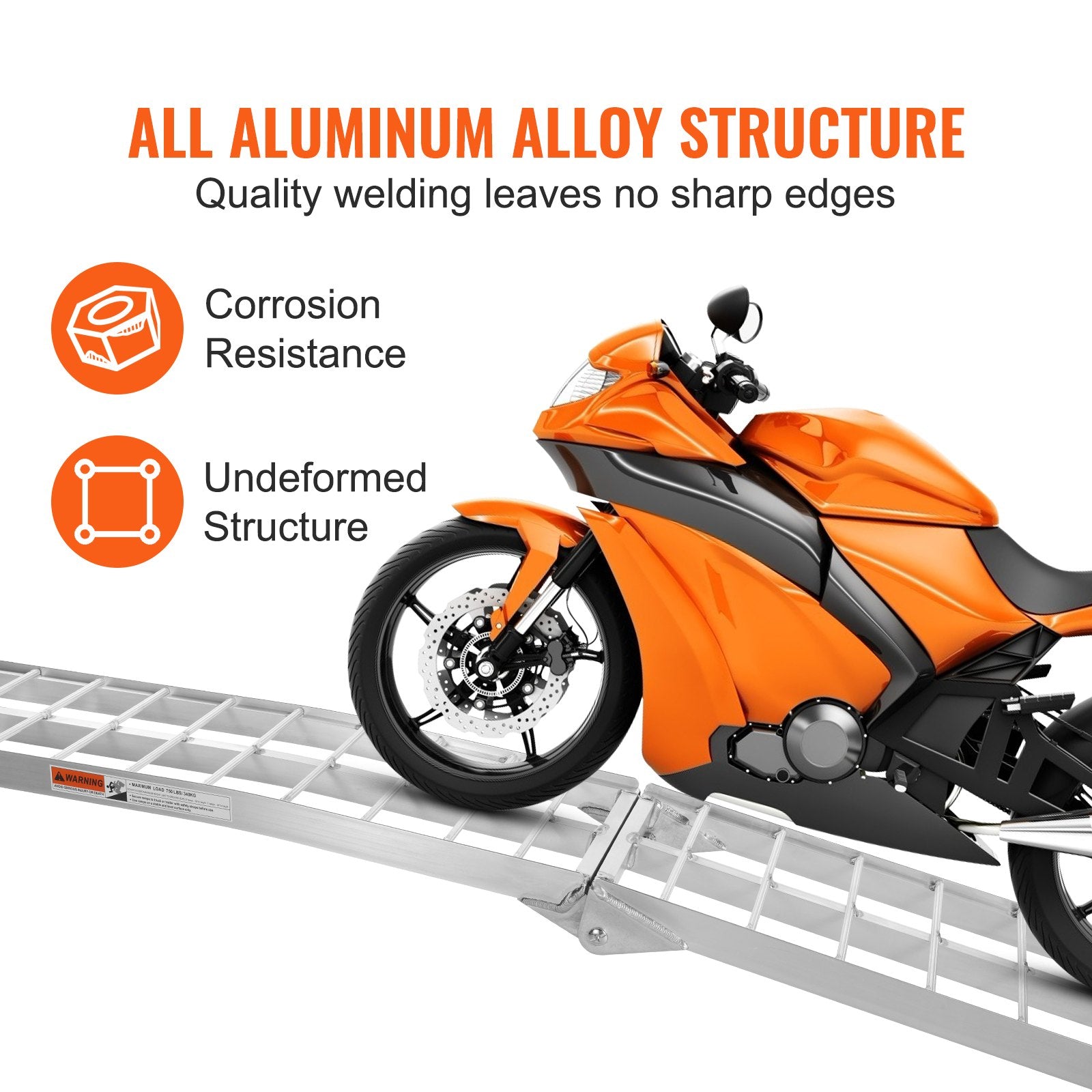 VEVOR Aluminum Ramp 750 LBS Foldable Loading Ramps for Pickup Trucks Bed 1 Piece 5