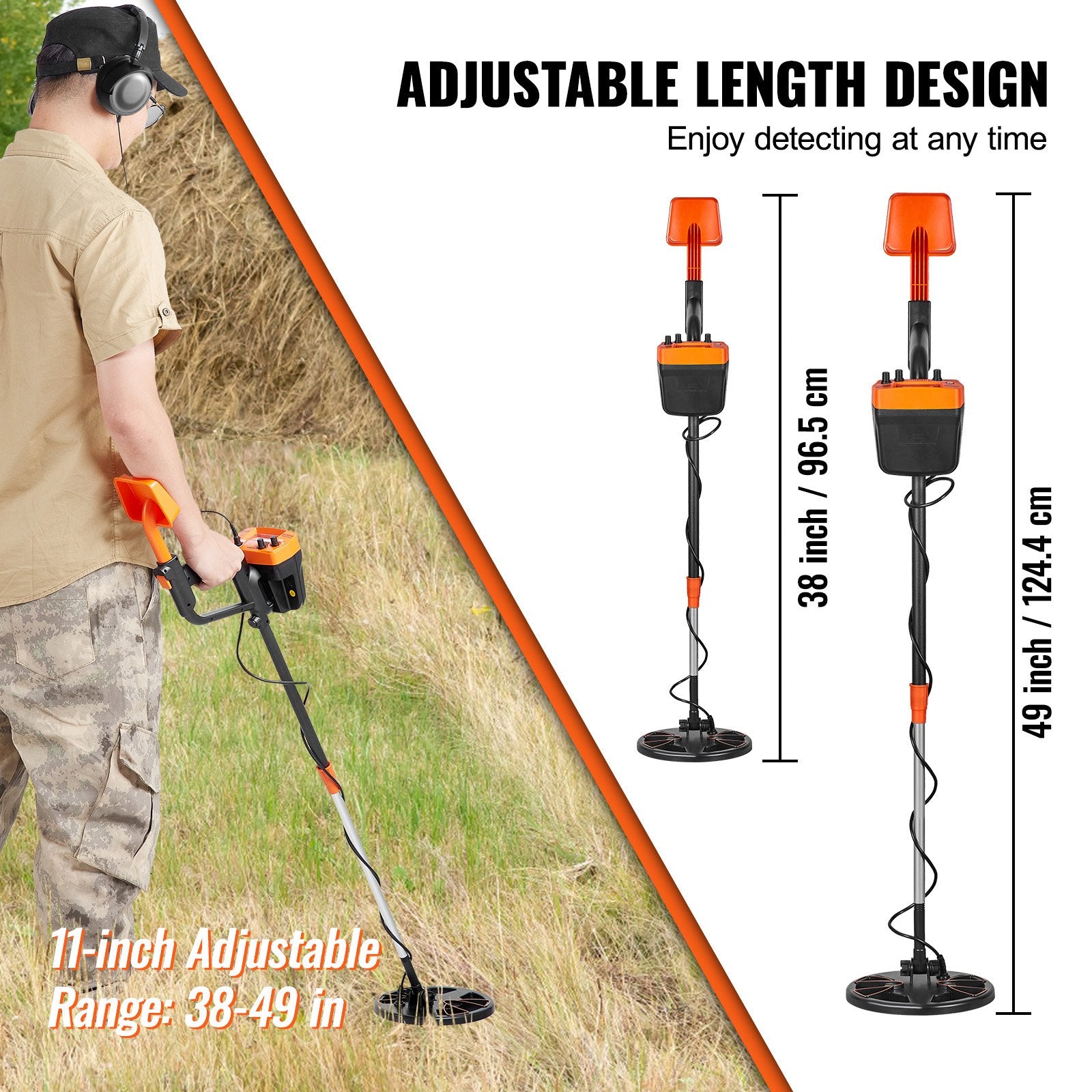 VEVOR Metal Detector for Adults & Kids, 8", Professional Adjustable Higher Accuracy Gold Detector, IP68 Waterproof Coil with LCD Display Advanced DSP Chip, for Detecting Gold Coin Treasure Hunting 3