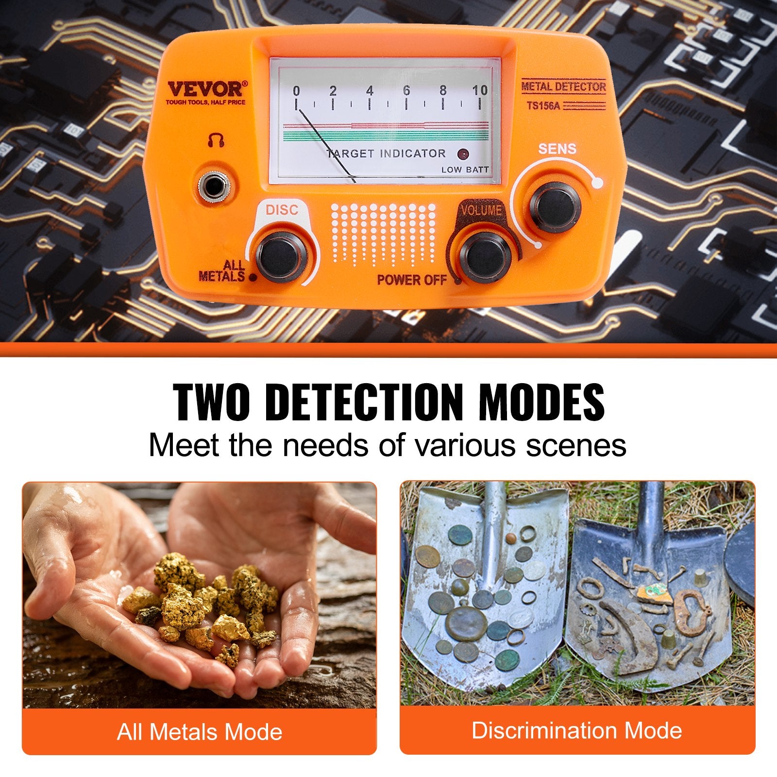 VEVOR Metal Detector for Adults & Kids, 8", Professional Adjustable Higher Accuracy Gold Detector, IP68 Waterproof Coil with LCD Display Advanced DSP Chip, for Detecting Gold Coin Treasure Hunting 4