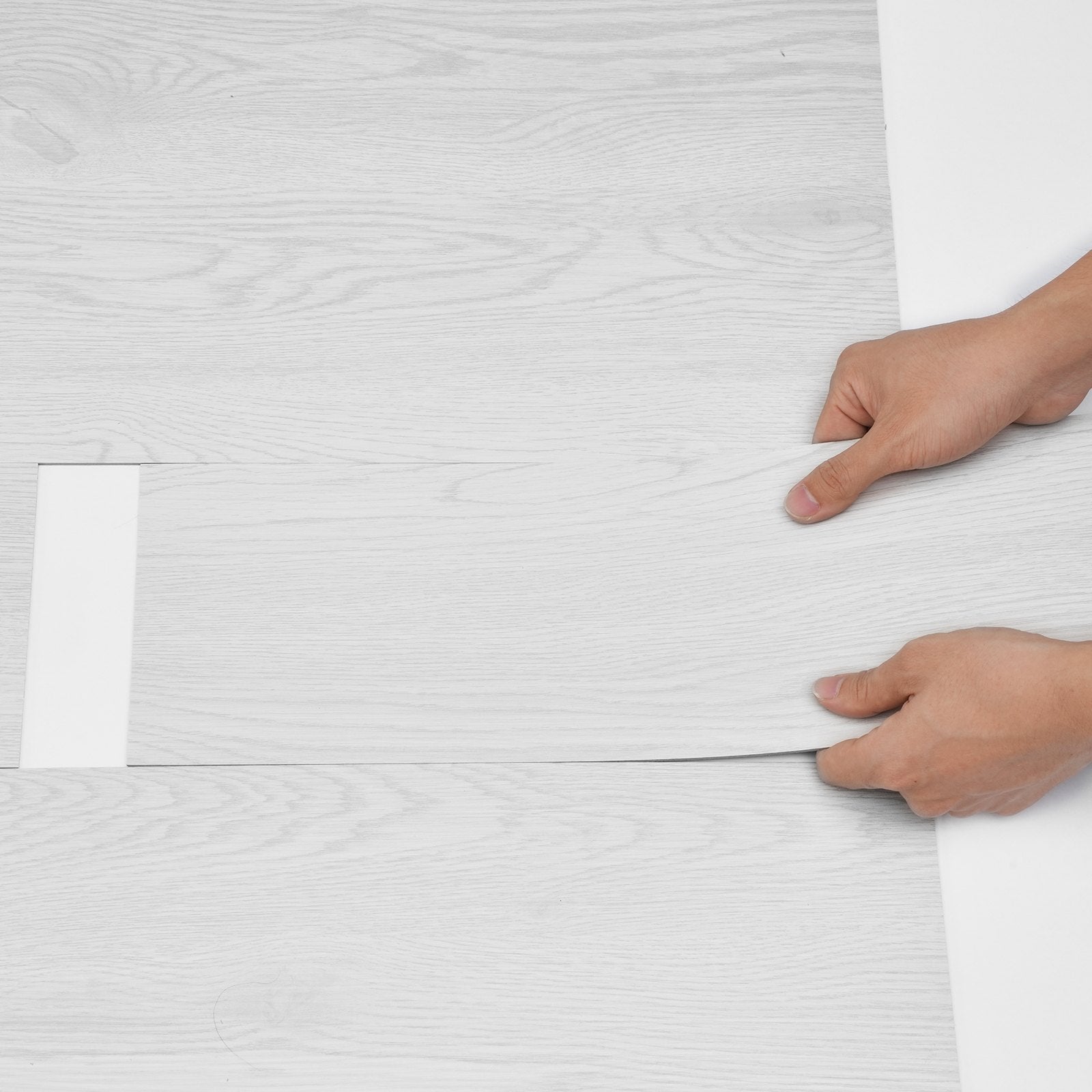 VEVOR Self Adhesive Vinyl Floor Tiles 36 x 6 inch, 36 Tiles 2.5mm Thick Peel & Stick, Light Gray Wood Grain DIY Flooring for Kitchen, Dining Room, Bedrooms & Bathrooms, Easy for Home Decor 10