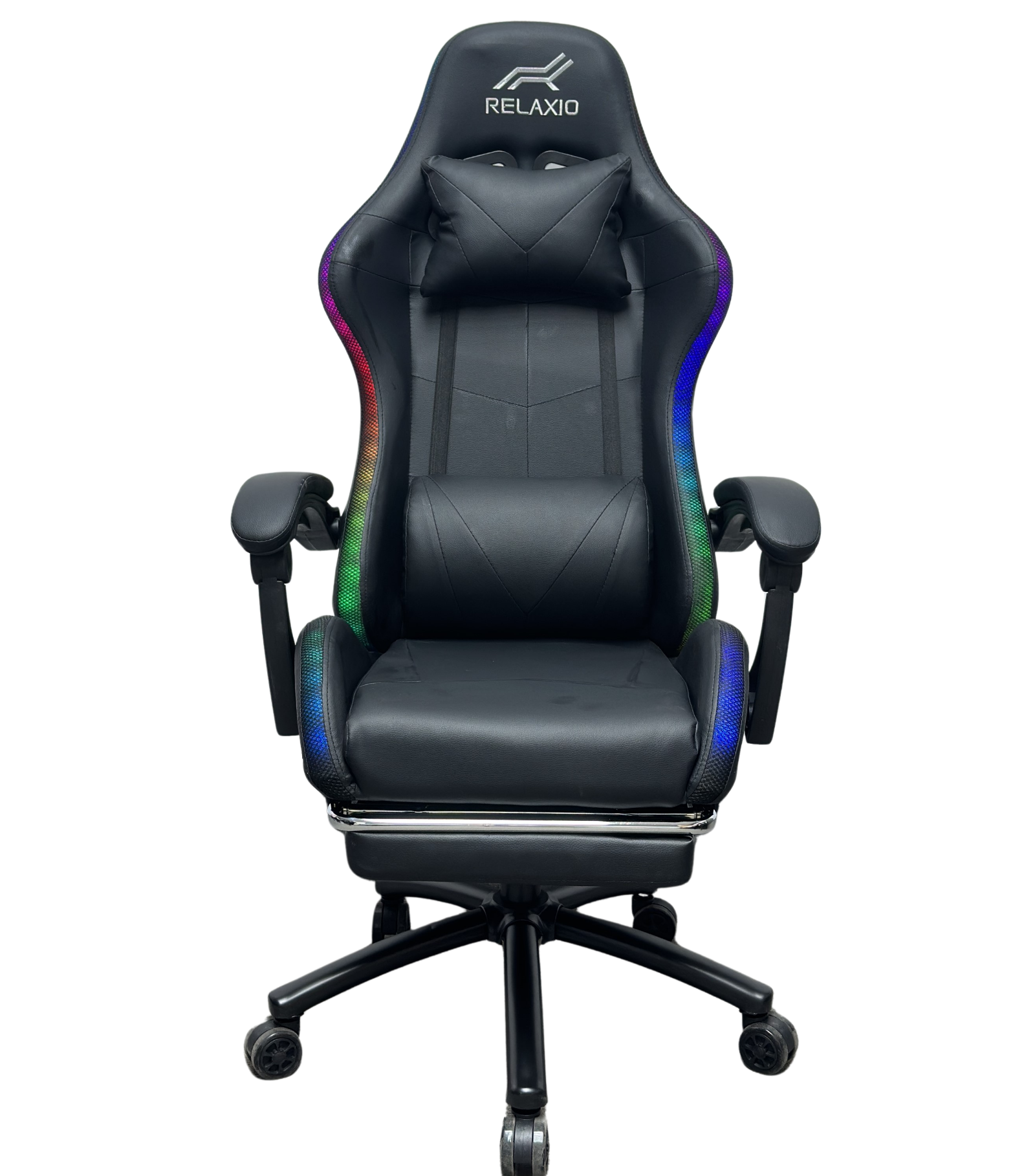 Gaming Chair With Headrest and Foot Rest LED Light - Black 8