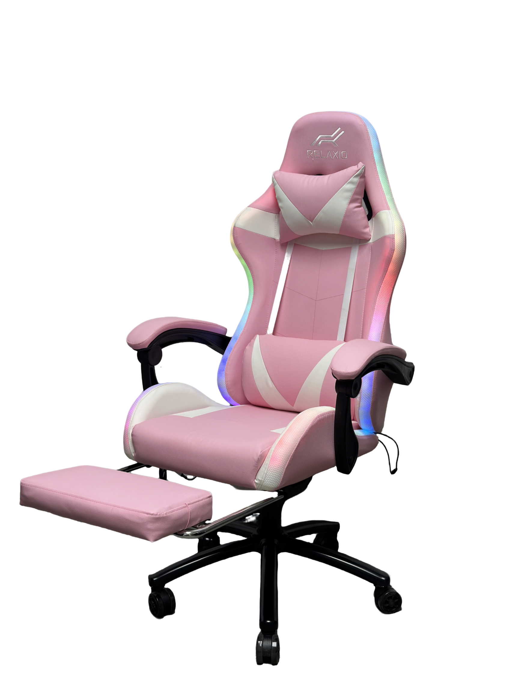 Gaming Chair With Headrest and Foot Rest LED Light - Blue 8
