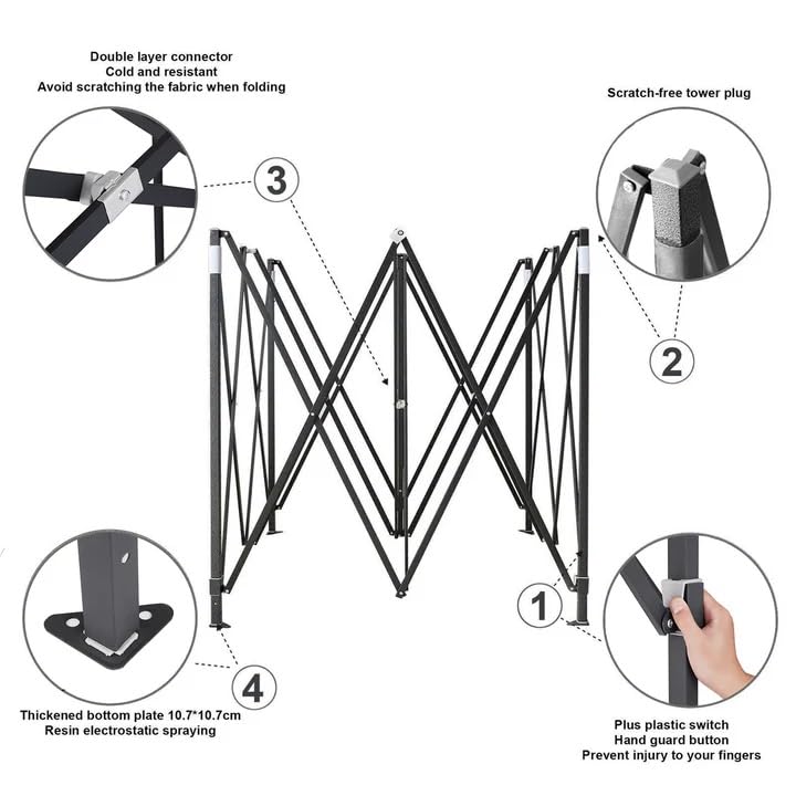 Portable Water-Resistant Gazebo 3x3 M - Black / Without Sidewalls 5