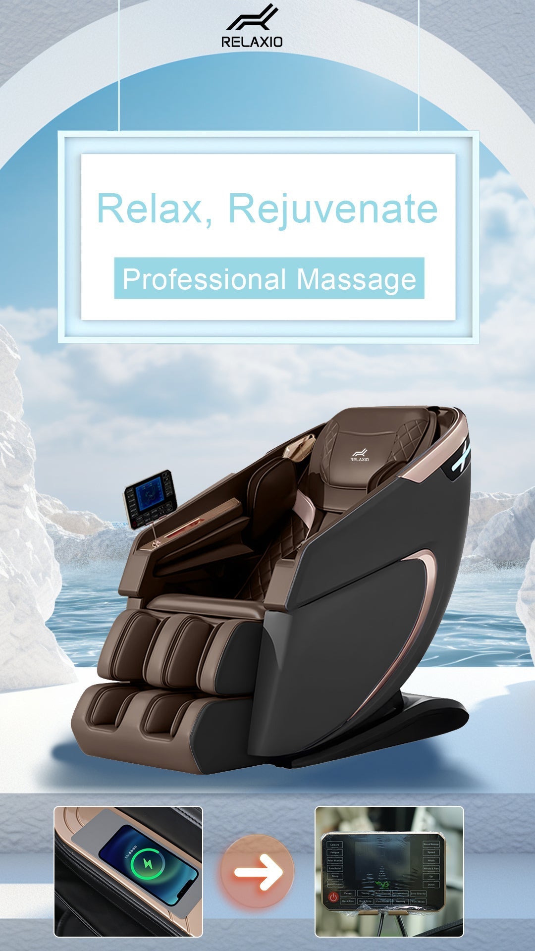 Premium Recliner Full Body Zero Gravity Massage Chair Grey 5