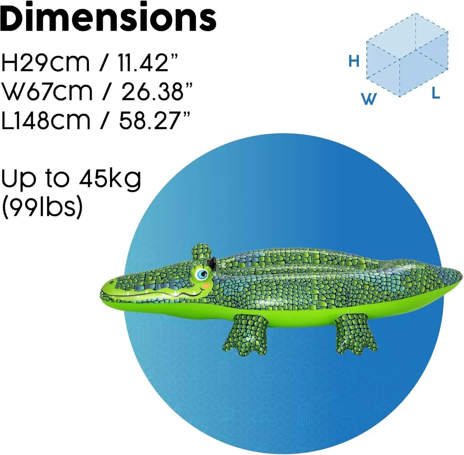 Bestway 1.52m x 71cm Buddy Crocodile Ride-On 3
