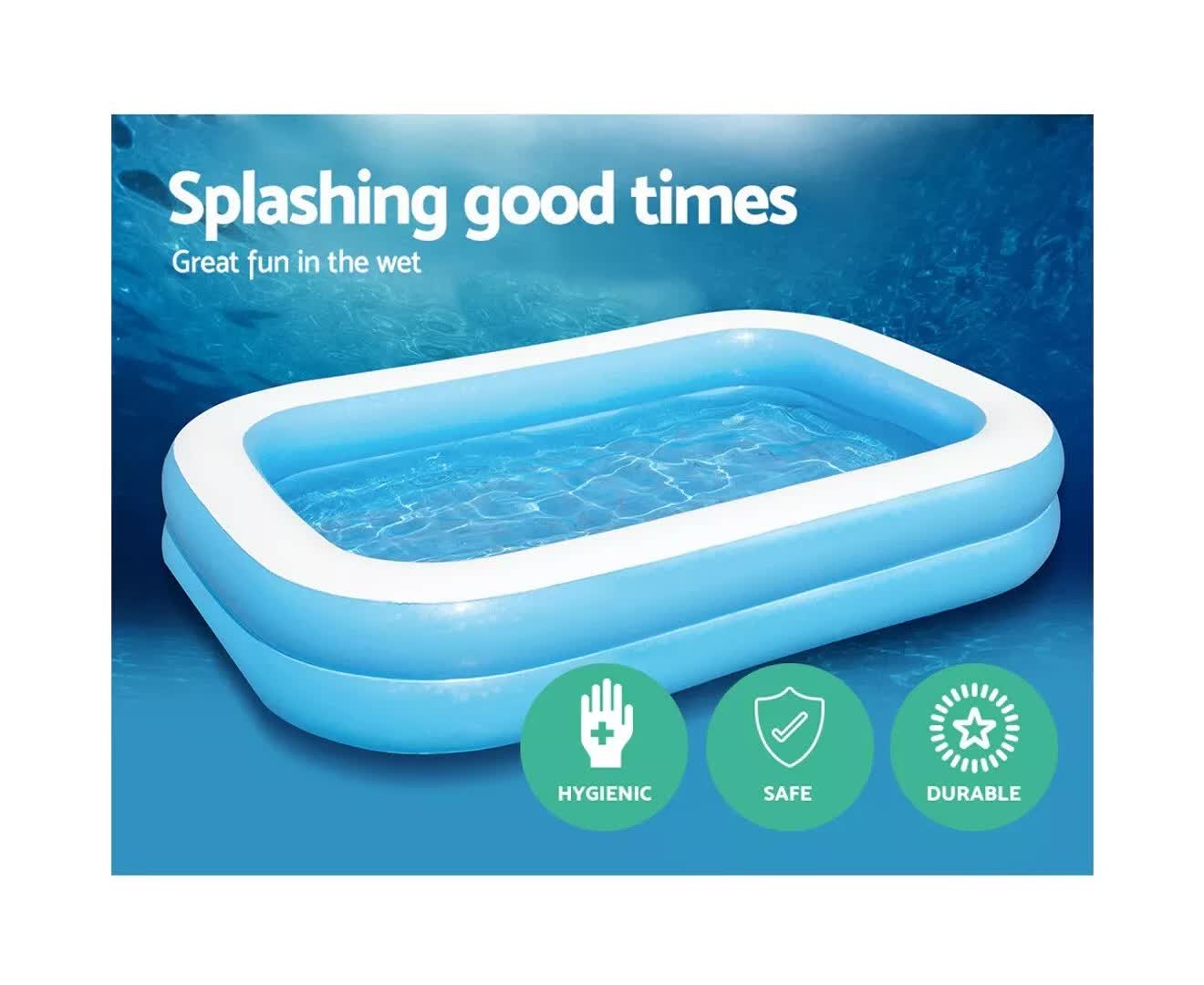 Bestway 2.62m x 1.75m x 51cm Blue Rectangular Family Pool 4